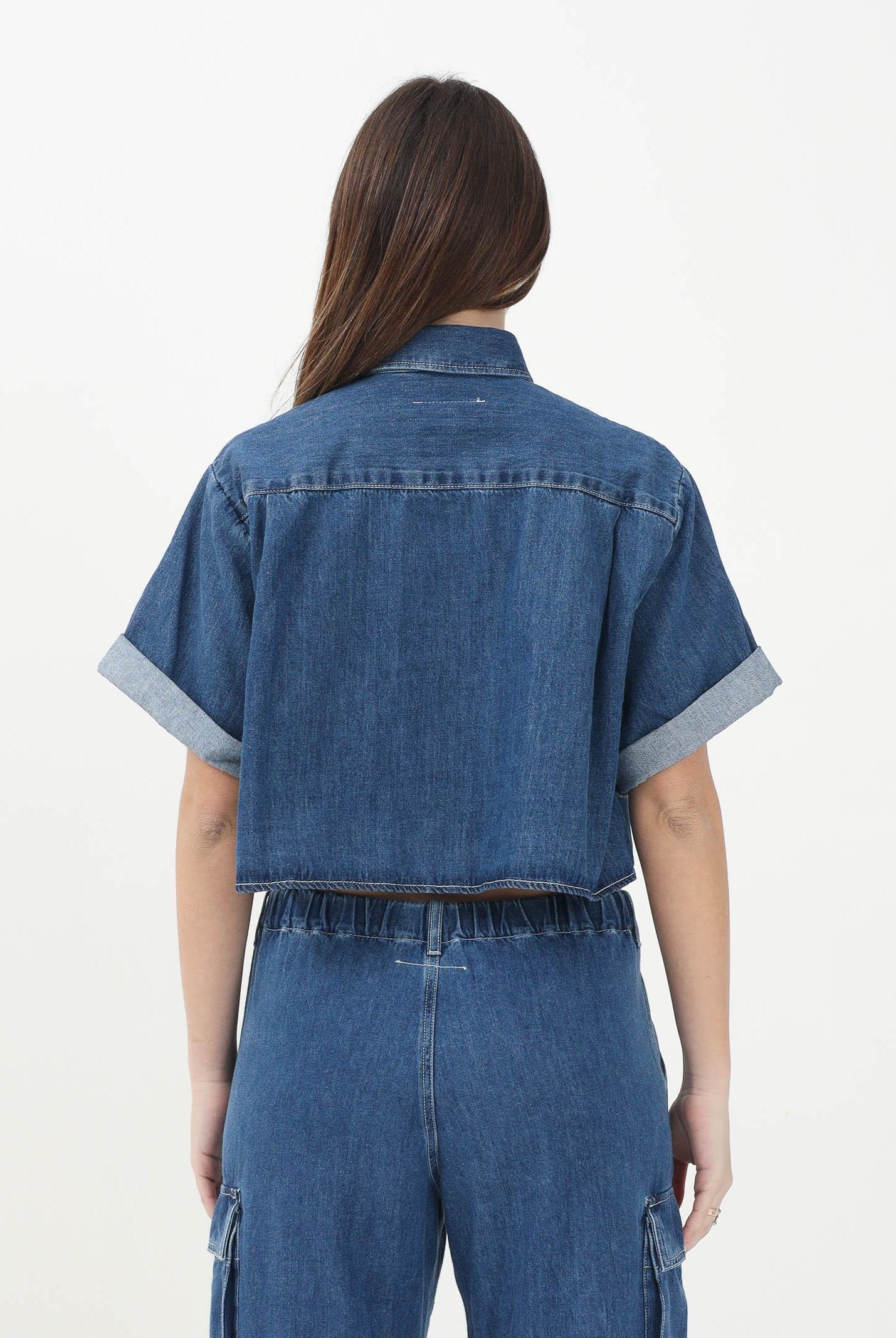 MAISON MARGIELA Camicia in denim azzurro per donna, ragazze e bambine con maniche corte e risvolto M60763MM04S M601 MAISON MARGIELA