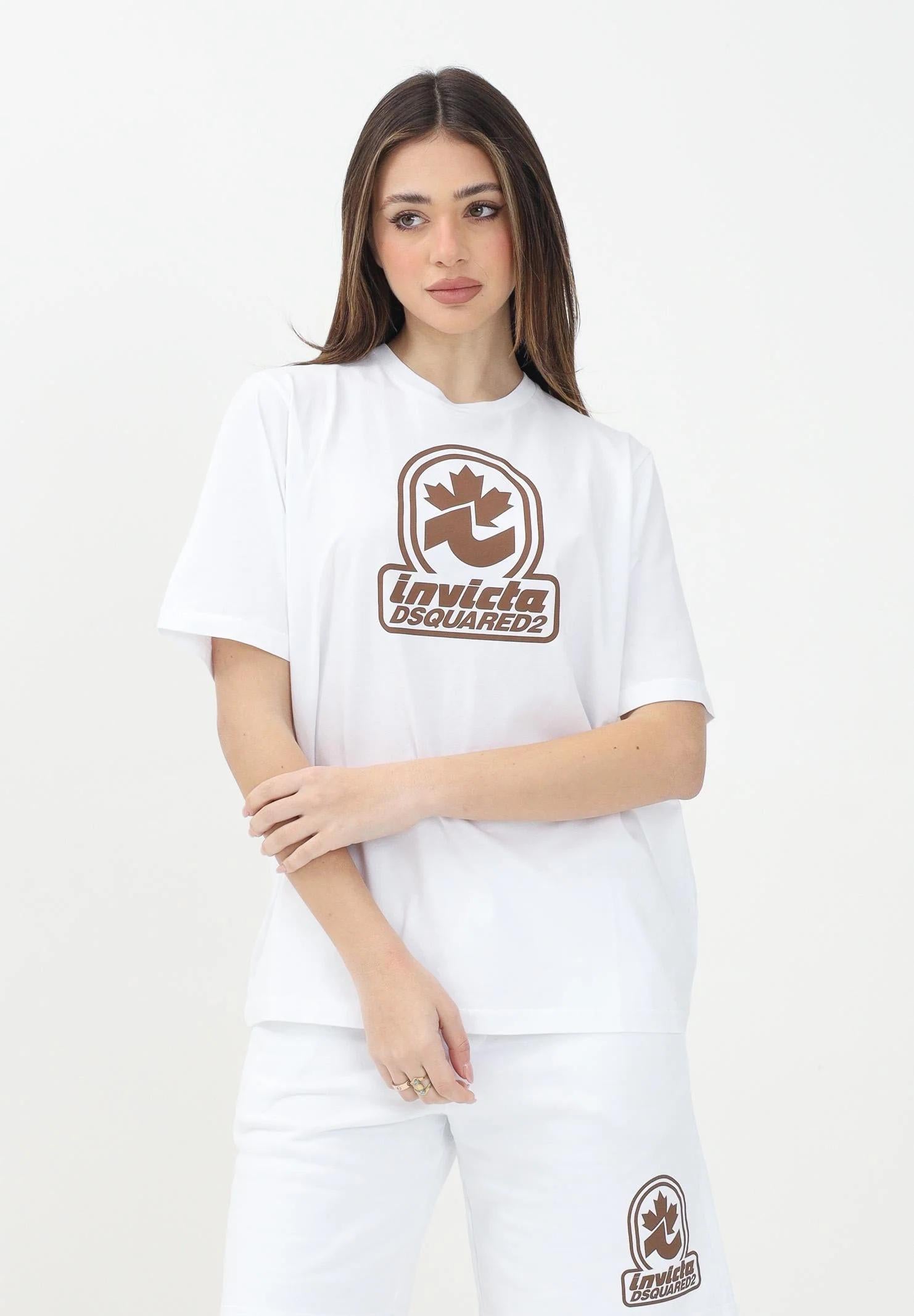 DSQUARED2 T-shirt a manica corta bianca per donna, ragazzi e bambini Invicta x Dsquared2 DQ2924D0AD3 DQ100 DSQUARED2