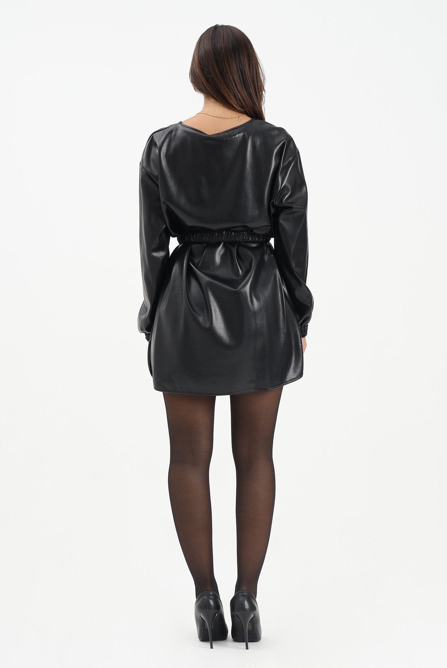 PINKO Abito corto nero da donna effetto pelle 105587A2P4 Z99 PINKO