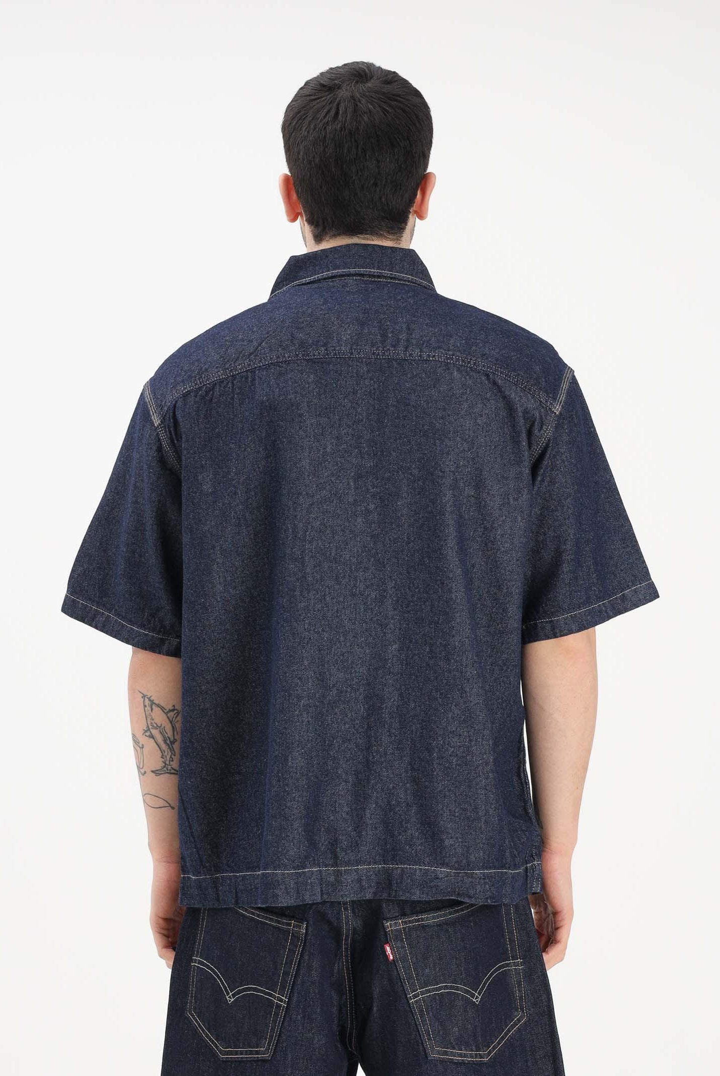 DICKIES Camicia a manica corta in denim blu da uomo DK0A88PHRIN1 . DIckies