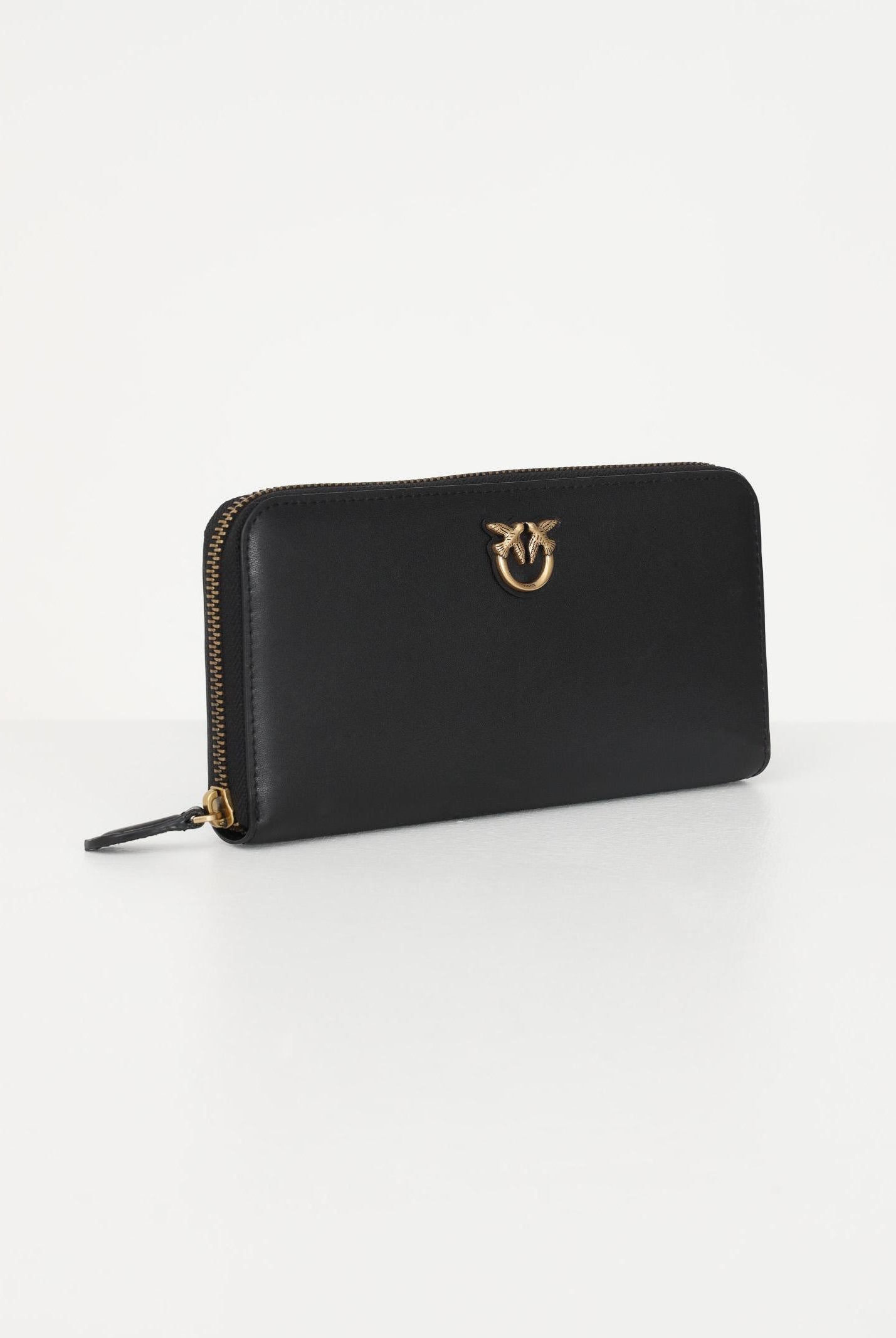 PINKO Portafogli zip-around in morbida pelle mano seta nero da donna 100250A0F1 Z99Q PINKO