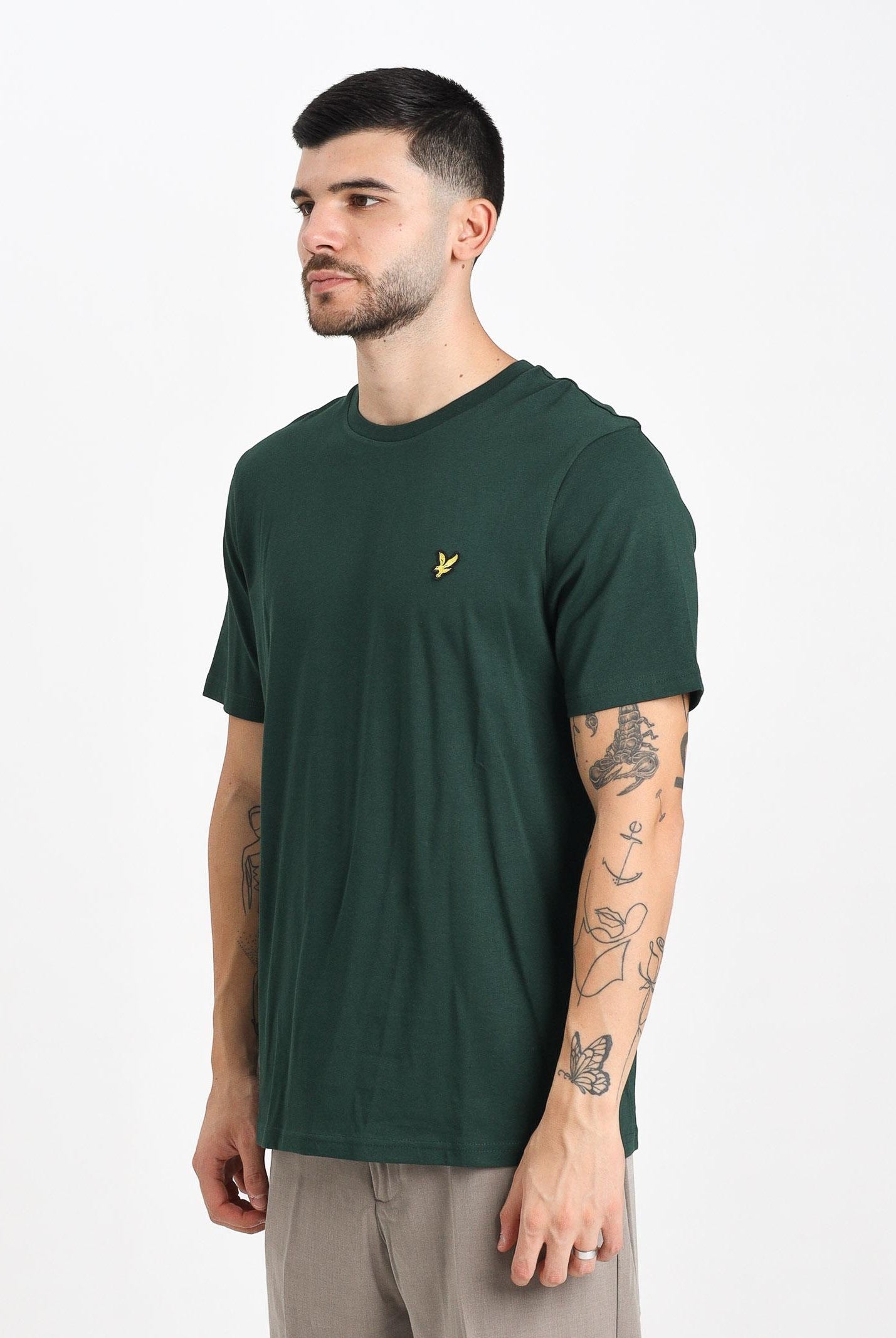 LYLE & SCOTT T-shirt a manica corta verde da uomo con patch logo TS400VOG W486 LYLE & SCOTT