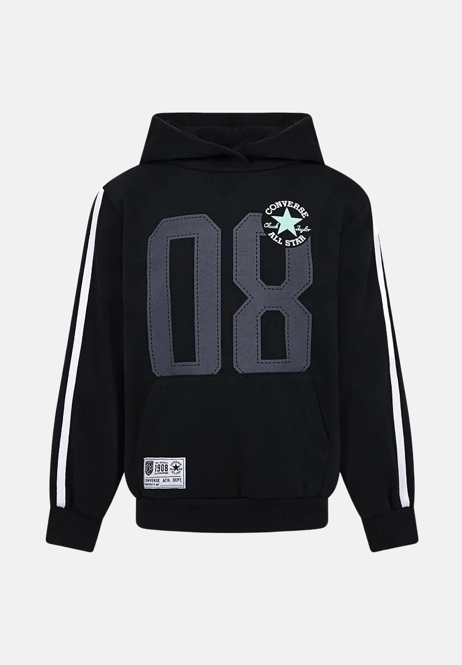 CONVERSE Felpa con cappuccio Retro Remix nera per bambino e bambina 9CG726 023 CONVERSE