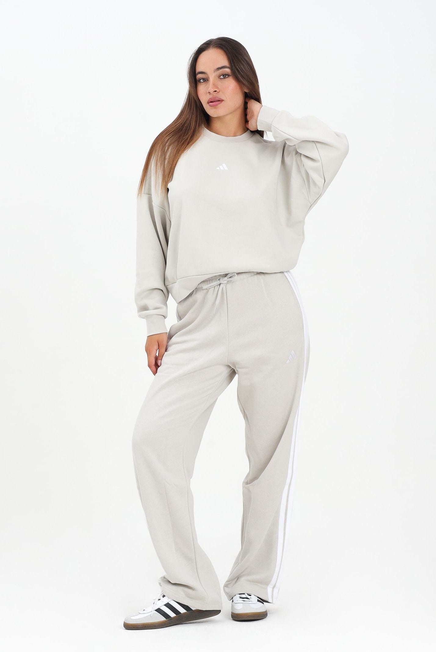 ADIDAS PERFORMANCE Pantalone sportivo Essentials 3-Stripes Open Hem French Terry beige da donna JW9215 . ADIDAS PERFORMANCE