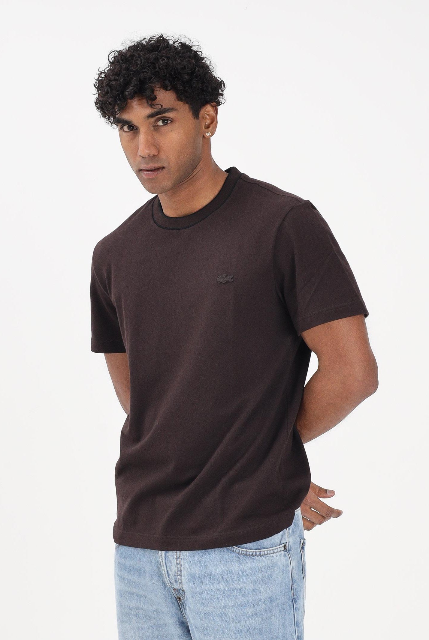 LACOSTE T-shirt a manica corta Made in France marrone da uomo TH8174 3LA LACOSTE