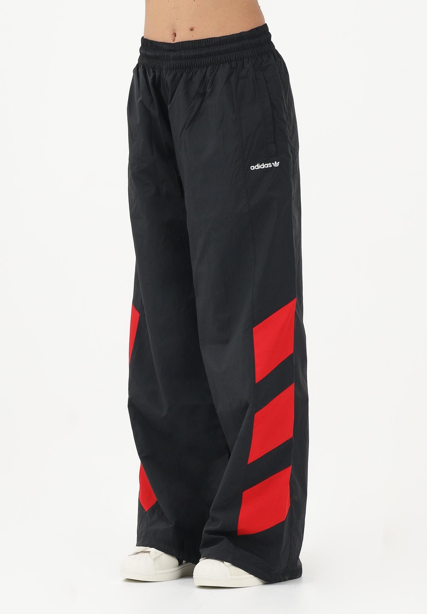 ADIDAS ORIGINALS Pantalone sportivo Blocked Washed nero e rosso da donna KE5037 . ADIDAS ORIGINALS