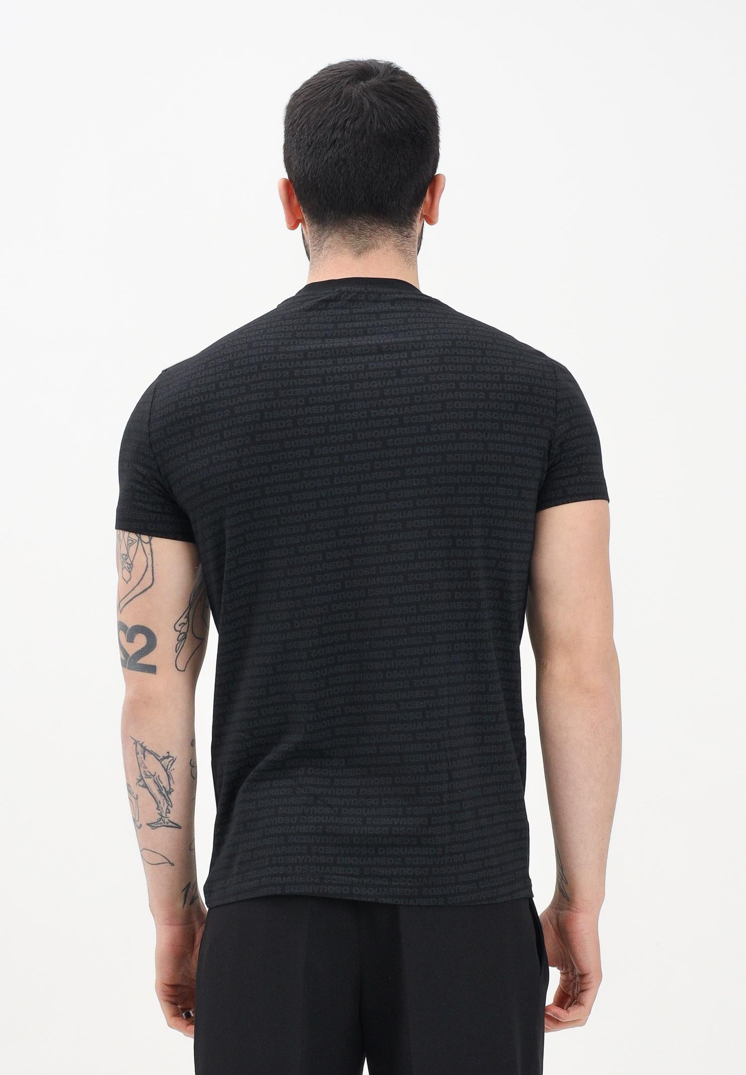 DSQUARED2 T-shirt a manica corta nera da uomo con micro-logo all-over D9H135510T 001 DSQUARED2