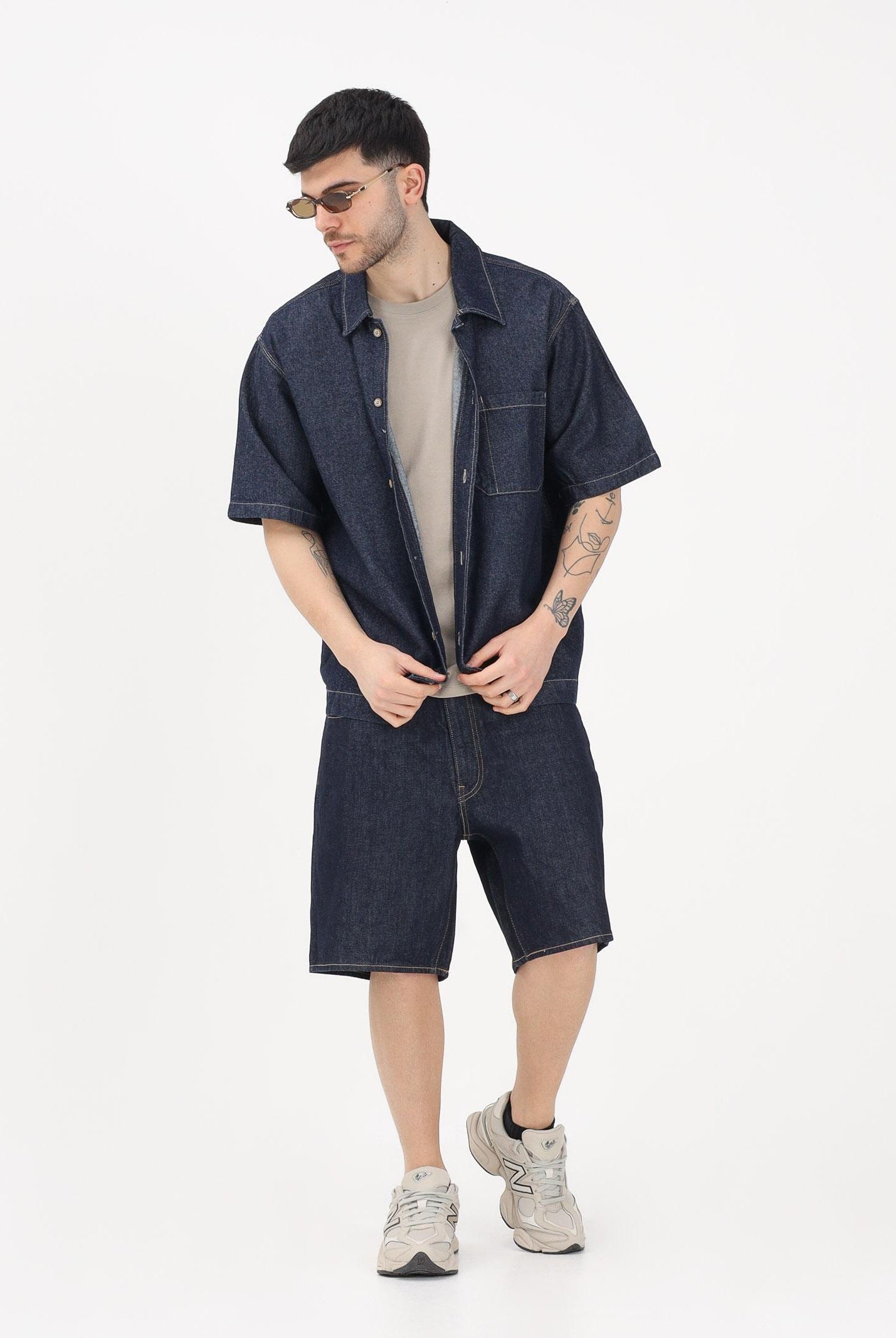 DICKIES Camicia a manica corta in denim blu da uomo DK0A88PHRIN1 . DIckies