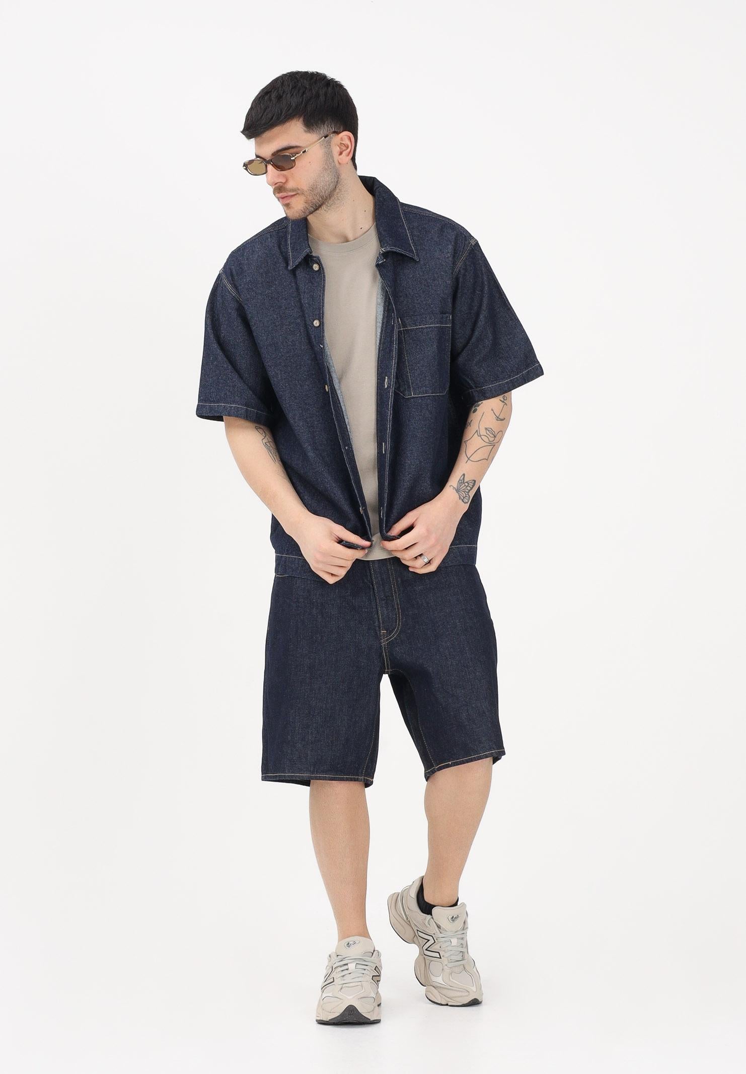 DICKIES Camicia a manica corta in denim blu da uomo DK0A88PHRIN1 . DIckies