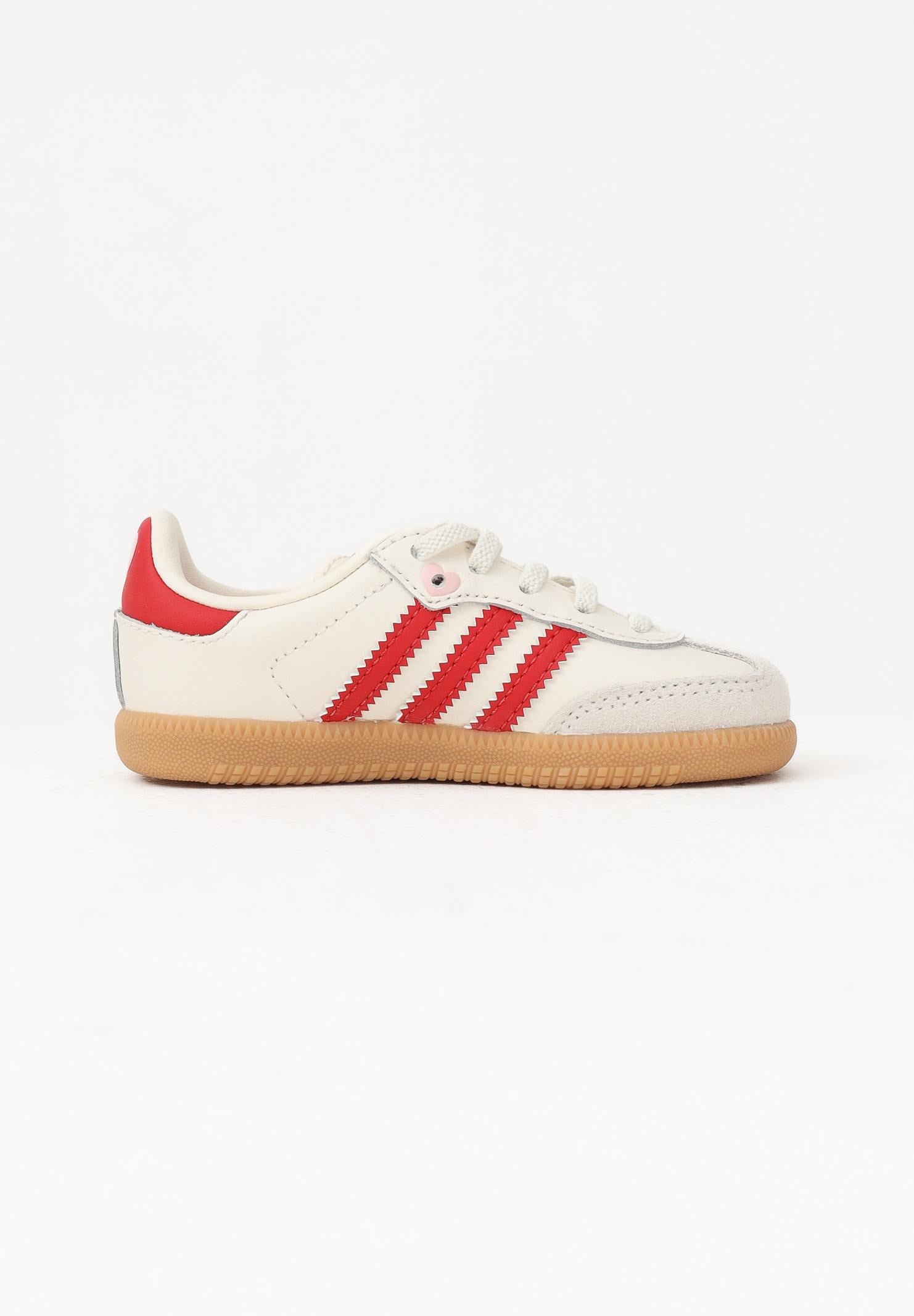 ADIDAS ORIGINALS Sneakers SAMBA ELASTIC LACES beige e rosse da neonato KI6682 . ADIDAS ORIGINALS
