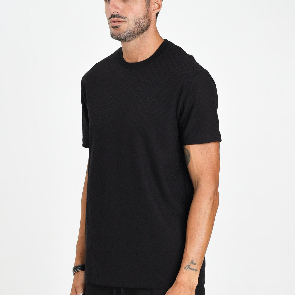 ARMANI EXCHANGE Men's black short-sleeved T-shirt with