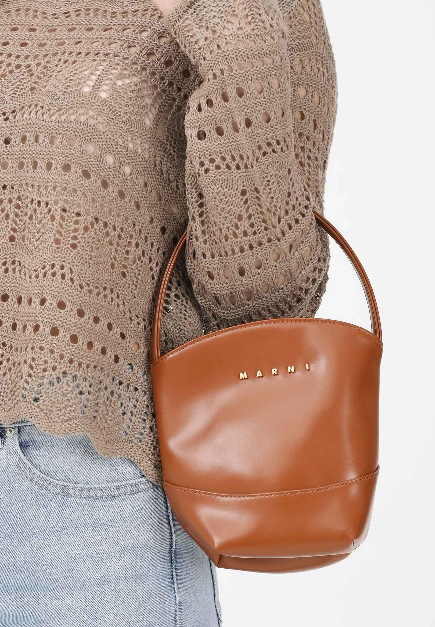 MARNI Borsa a mano Flower Basket marrone da donna M01820M00TK 0M704 MARNI