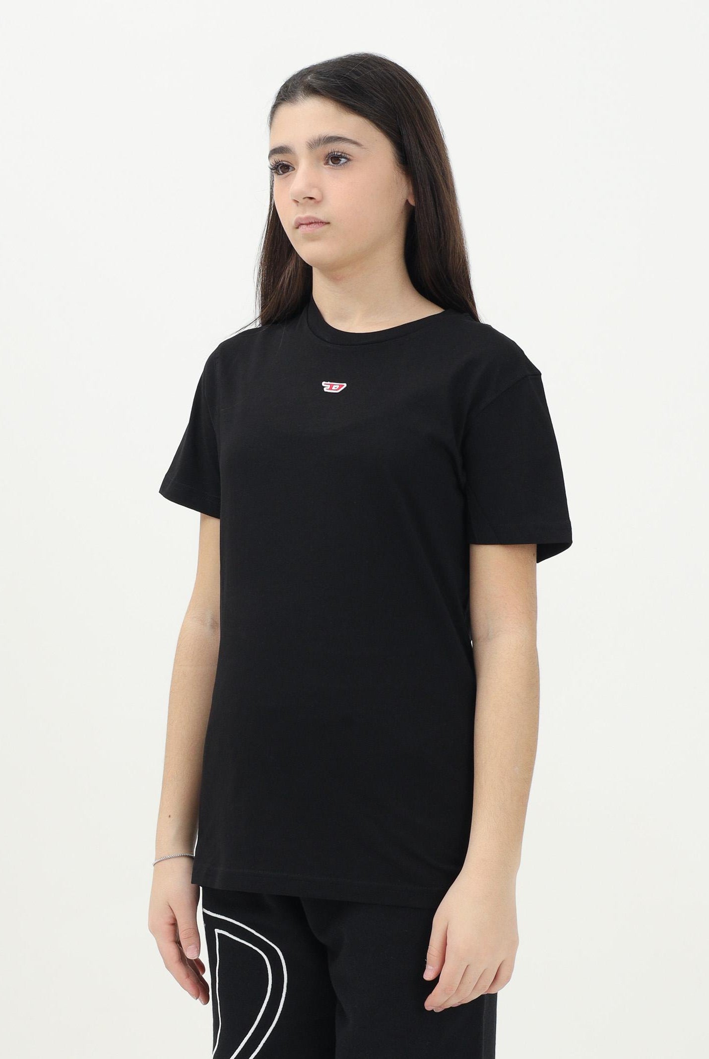 DIESEL T-shirt a manica corta Tdiegord nera per donna, ragazzi e bambini J022370GRAI K900 DIESEL