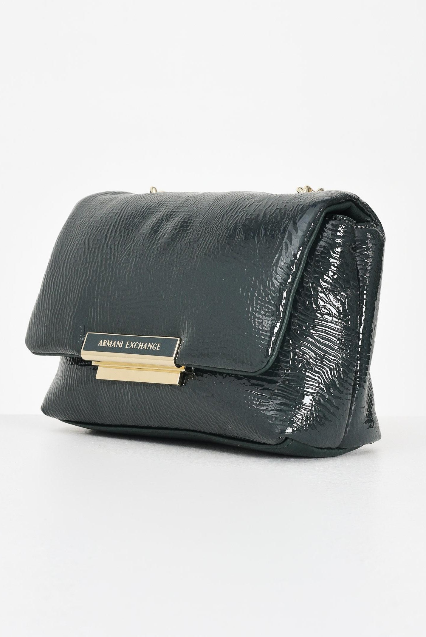 ARMANI EXCHANGE Borsa a tracolla in vernice verde da donna XW000357AF17239 U7304 ARMANI EXCHANGE