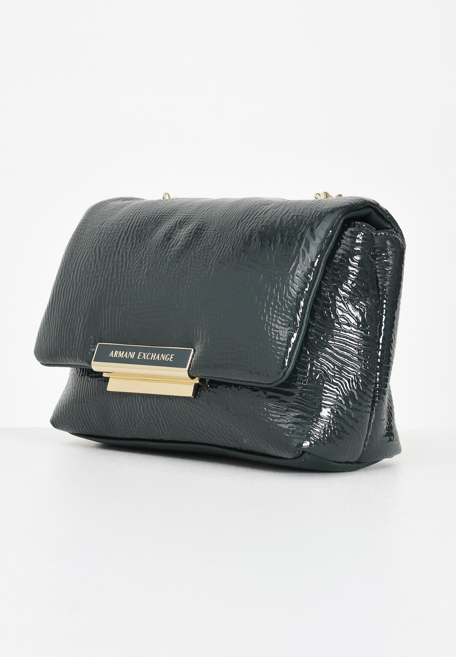ARMANI EXCHANGE Borsa a tracolla in vernice verde da donna XW000357AF17239 U7304 ARMANI EXCHANGE