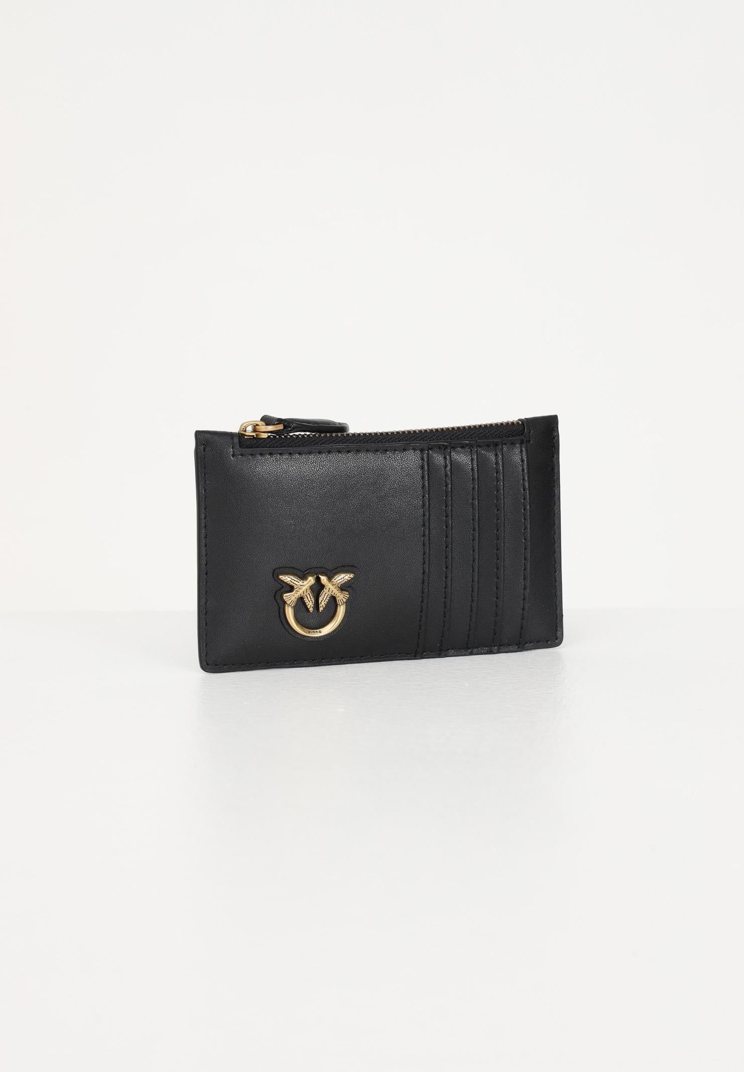 PINKO Porta carte in morbida pelle mano seta nero da donna 100251A0F1 Z99Q PINKO