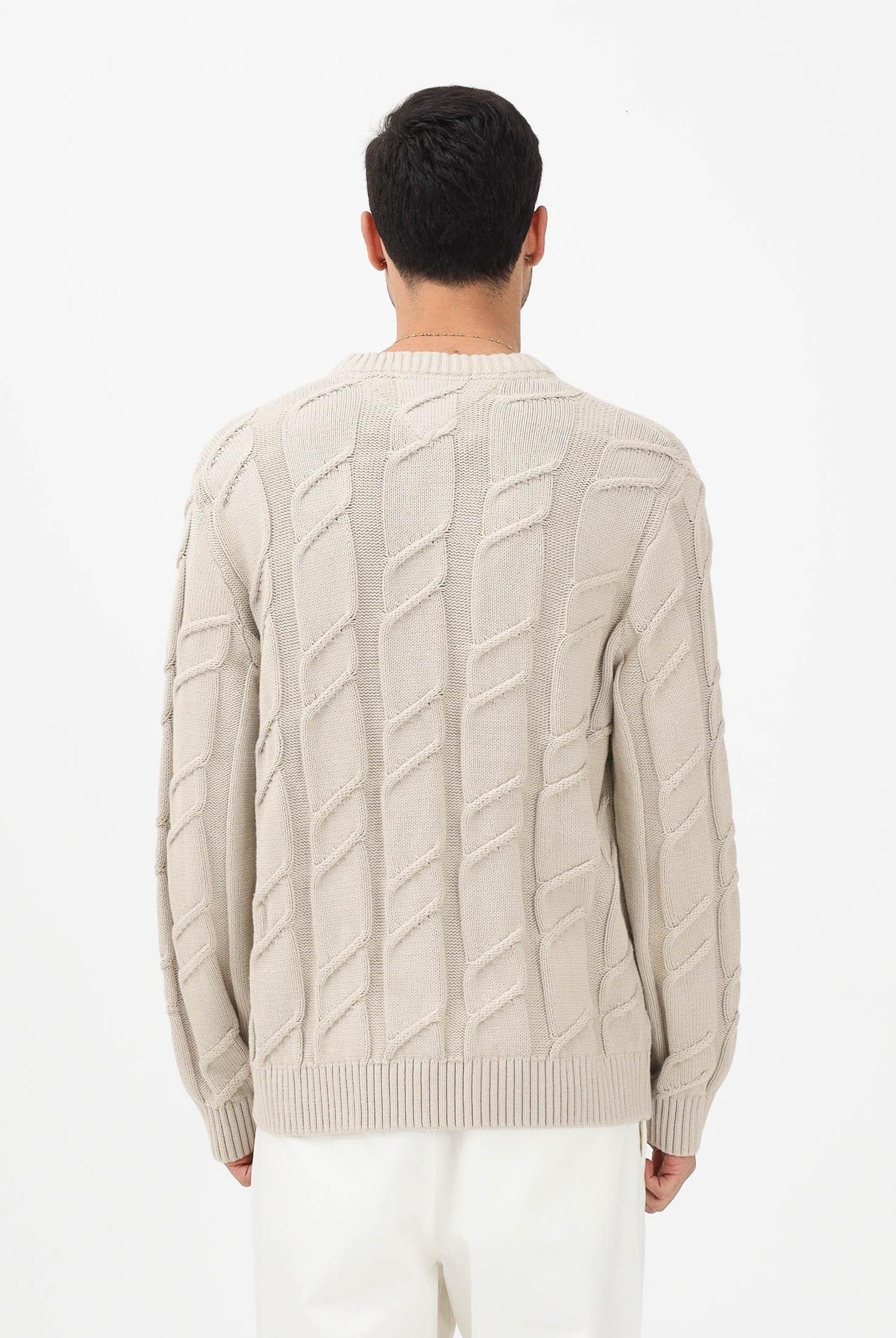 TOMMY JEANS Maglioncino girocollo beige da uomo con lavorazione intrecciata DM0DM22355 ABY TOMMY JEANS