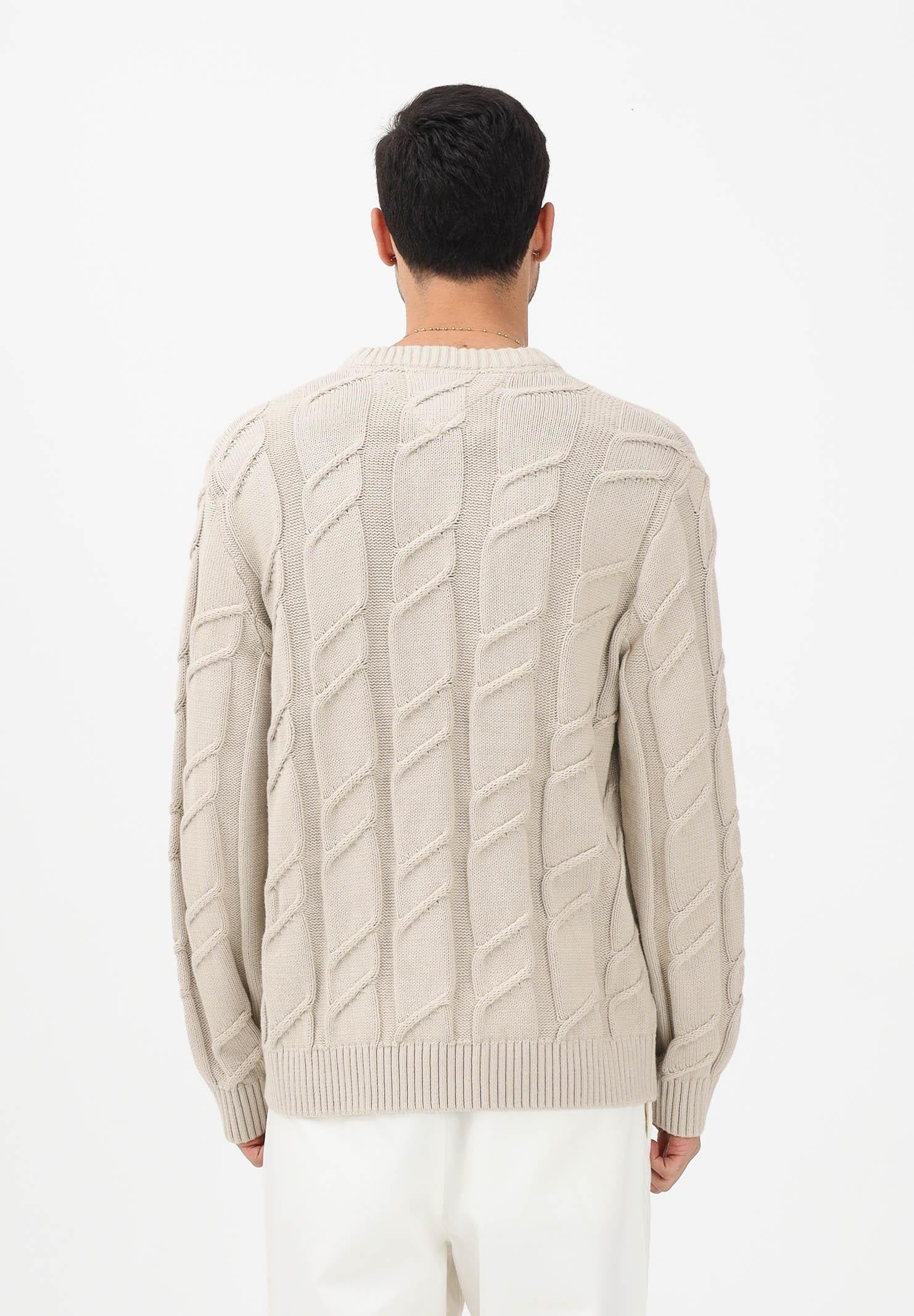 TOMMY JEANS Maglioncino girocollo beige da uomo con lavorazione intrecciata DM0DM22355 ABY TOMMY JEANS