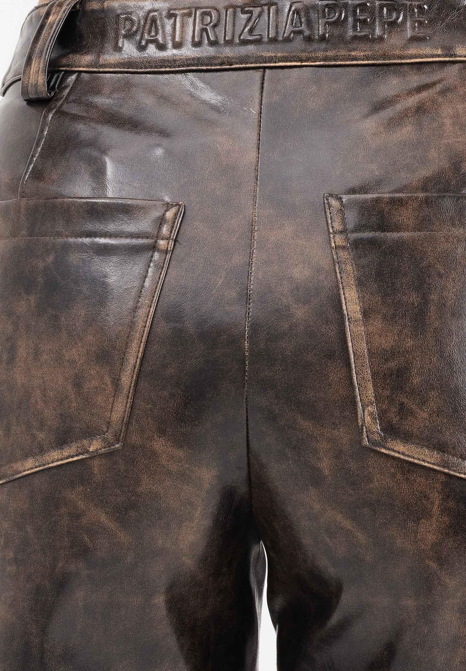 PATRIZIA PEPE Pantalone in tessuto spalmato marrone da donna 8P0758E064 J4L8 PATRIZIA PEPE