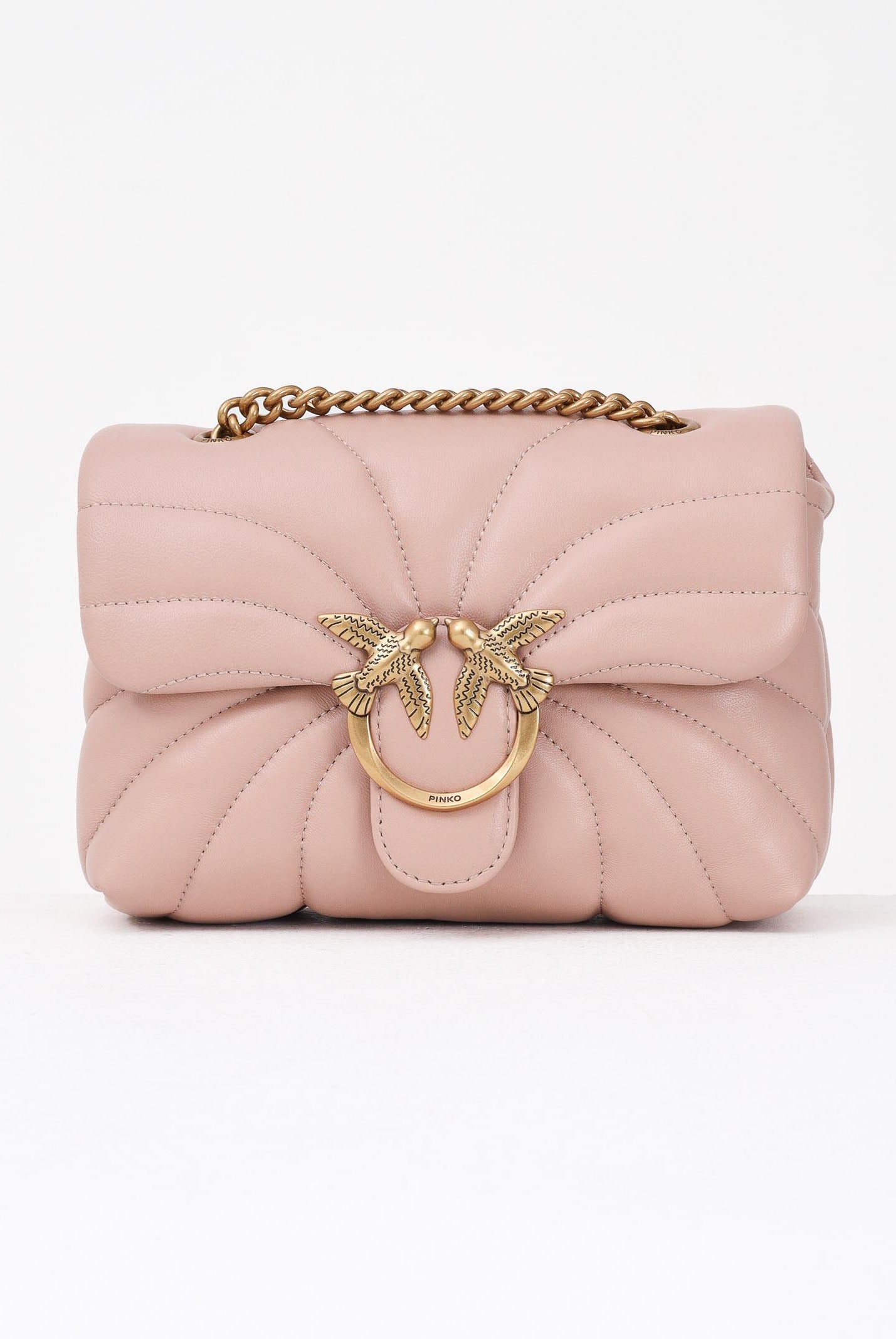 PINKO Borsa a tracolla Mini Love Bag Puff rosa da donna in nappa con trapuntatura Butterfly 100039A1EX O81Q PINKO