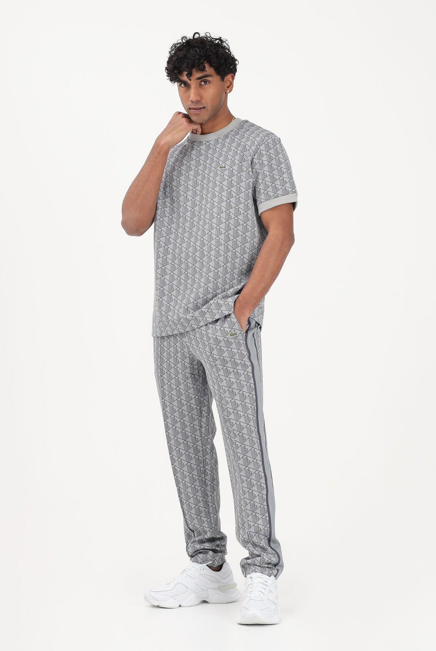 LACOSTE Pantalone sportivo grigio da uomo con monogramma Paris XH1440 41I LACOSTE