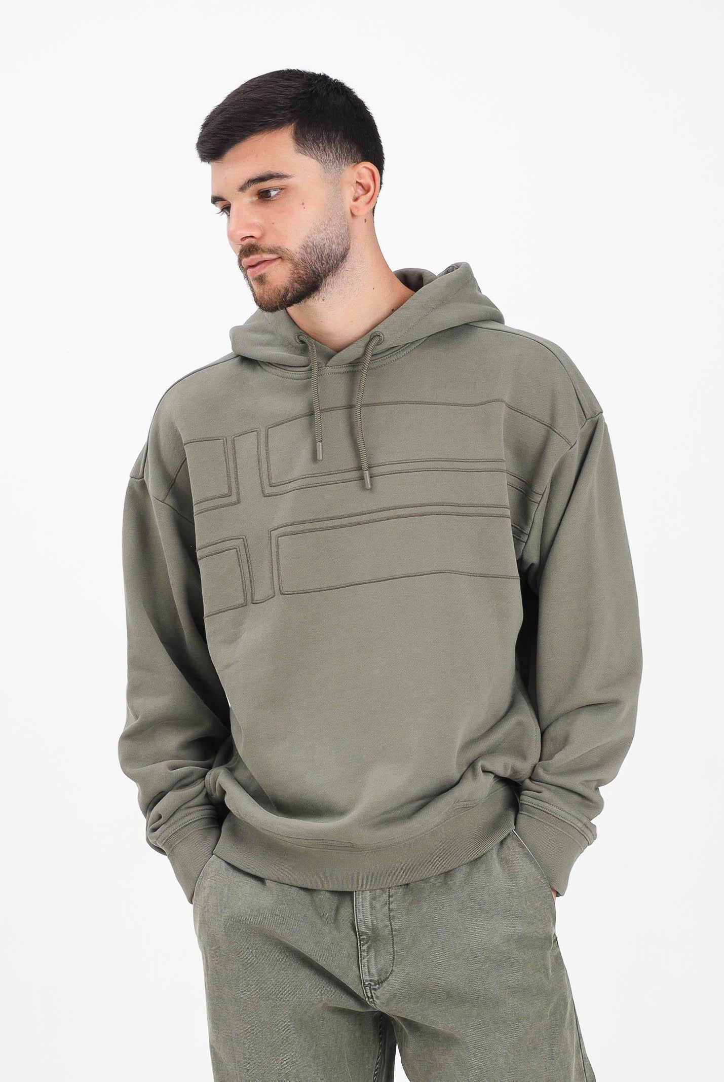 NAPAPIJRI Felpa con cappuccio Braies in French Terry verde da uomo NP0A88YNG0A1 . NAPAPIJRI