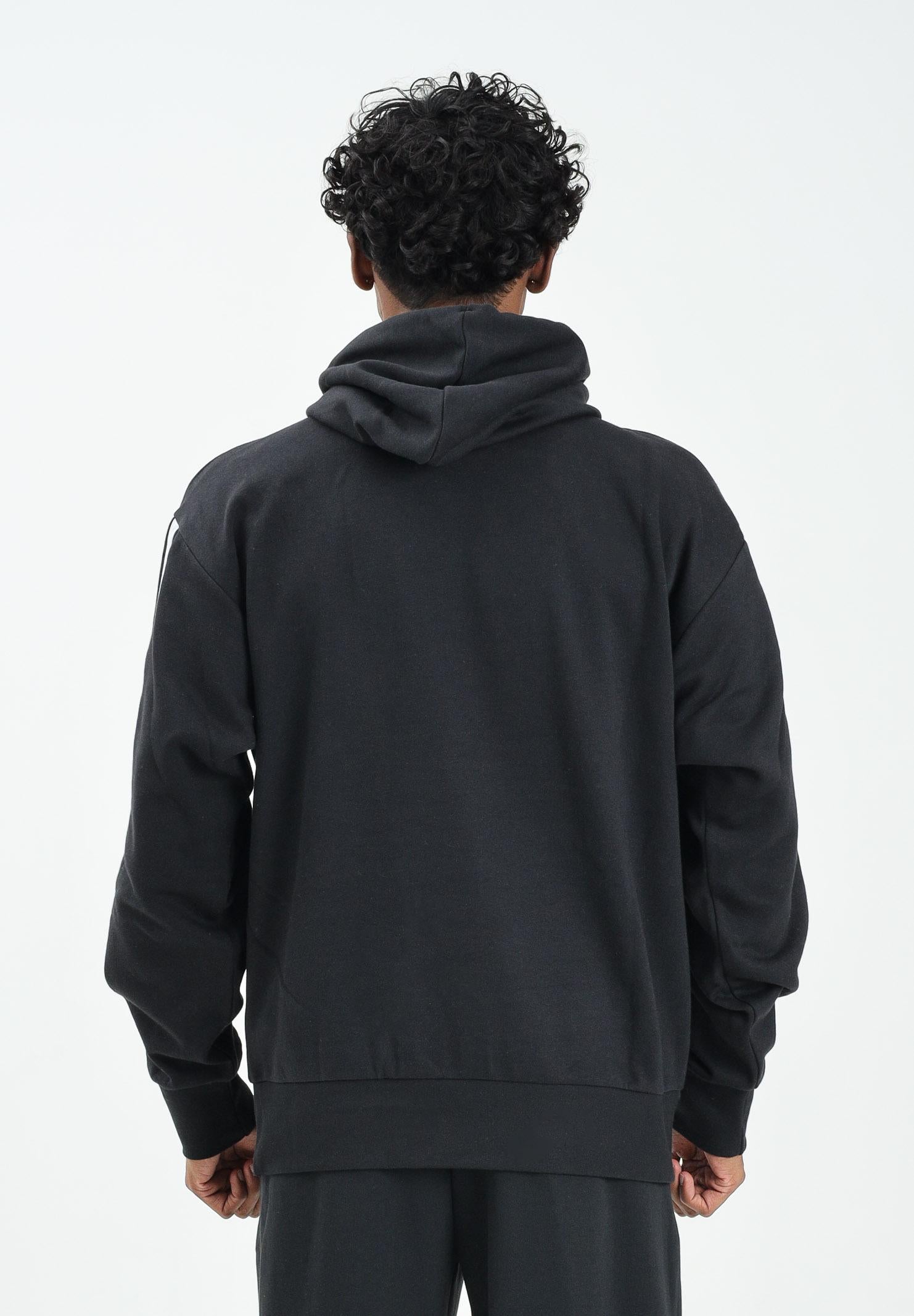 ADIDAS PERFORMANCE Felpa con cappuccio Essentials 3 Stripes nera da uomo<BR/> JE6297 ADIDAS PERFORMANCE