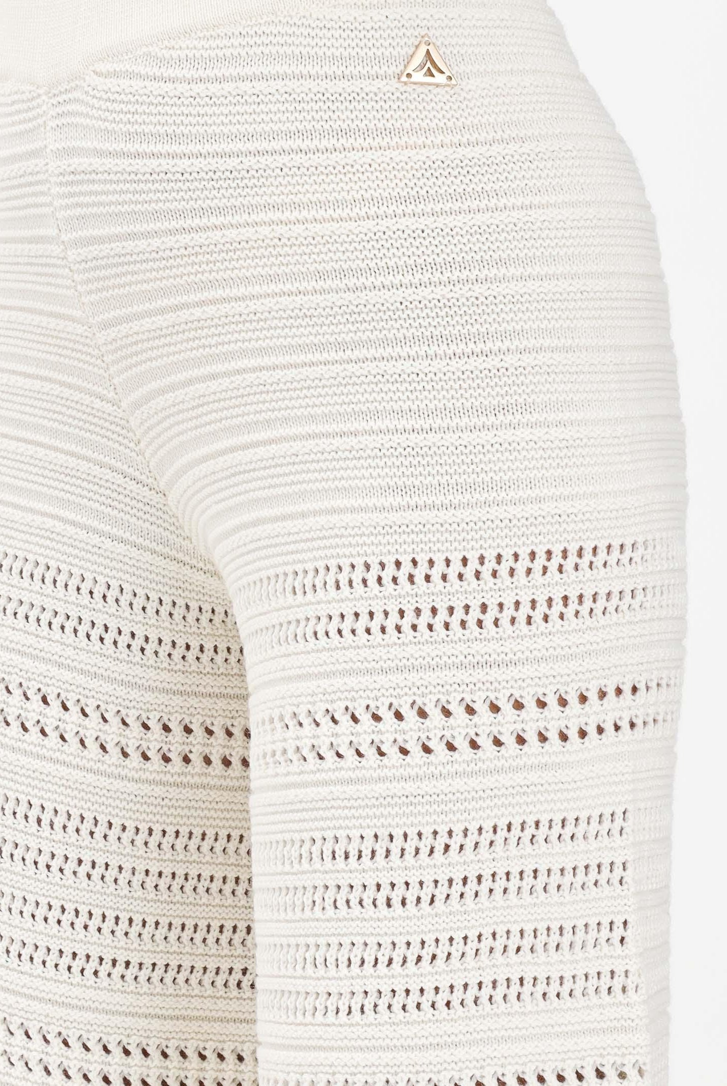 AKEP Pantalone panna da donna in maglia traforata PTKD11005 V2 AKEP