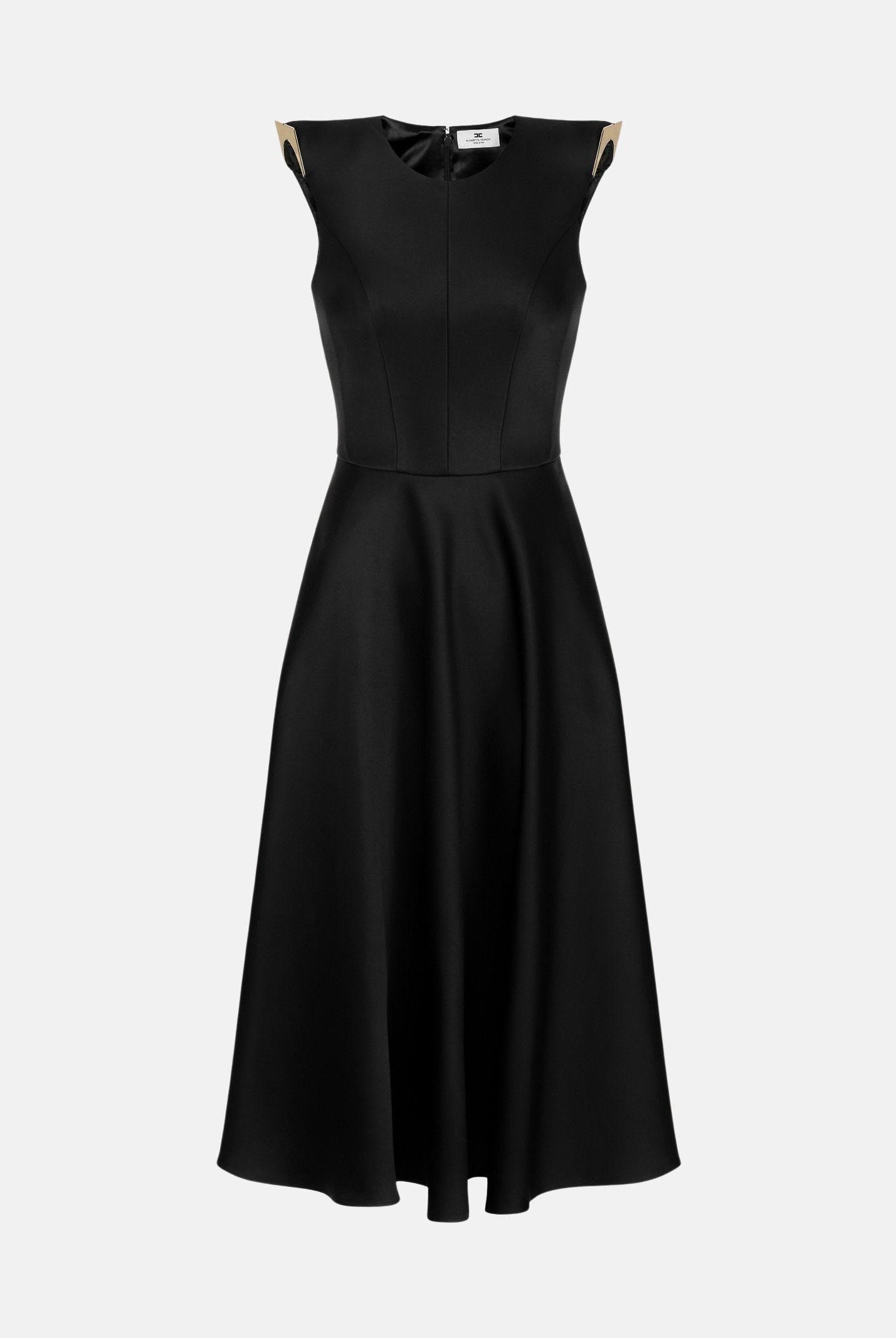 ELISABETTA FRANCHI abito midi in duchesse nero da donna. AB95462E2 110 ELISABETTA FRANCHI