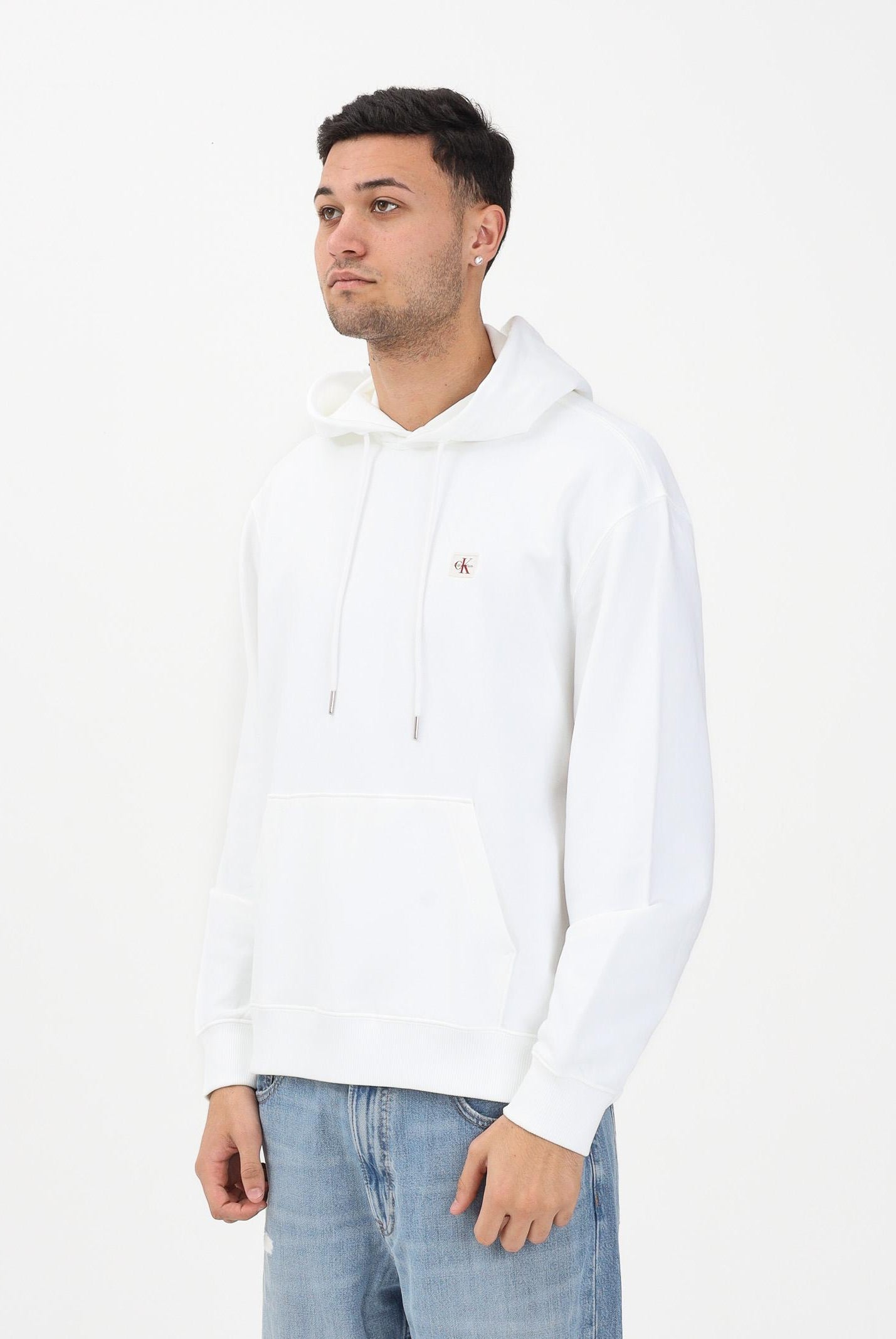 CALVIN KLEIN JEANS Felpa con cappuccio bianca da uomo con logo LV04RC274GYAF . CALVIN KLEIN JEANS