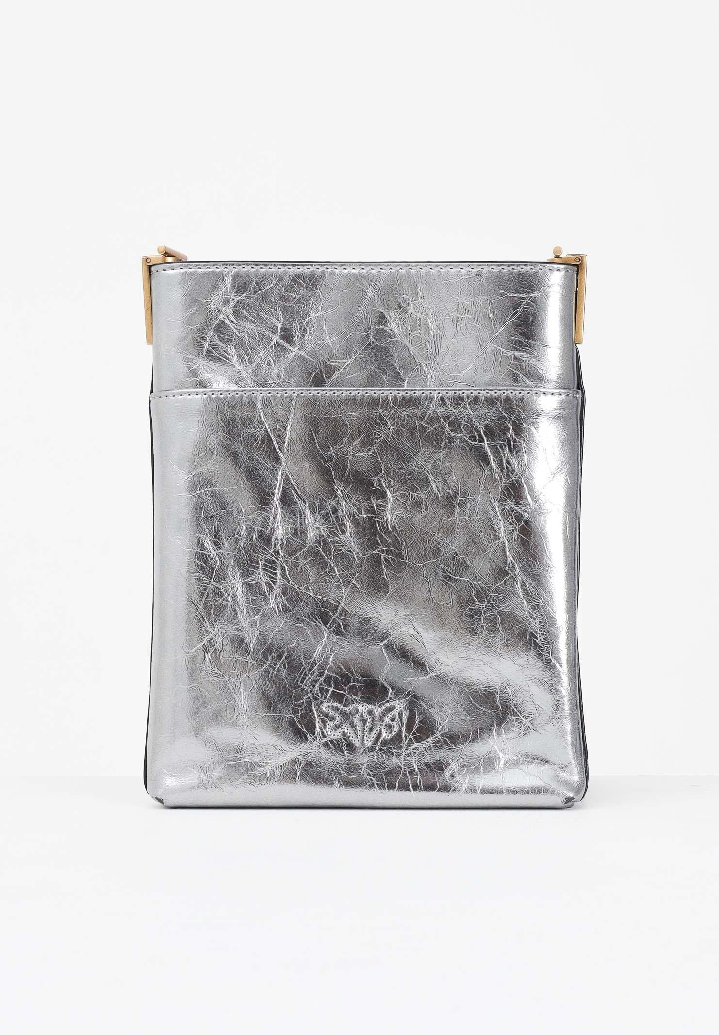 PINKO Borsa a tracolla argento da donna dalla forma a secchiello 105352A2OT KZ7Q PINKO