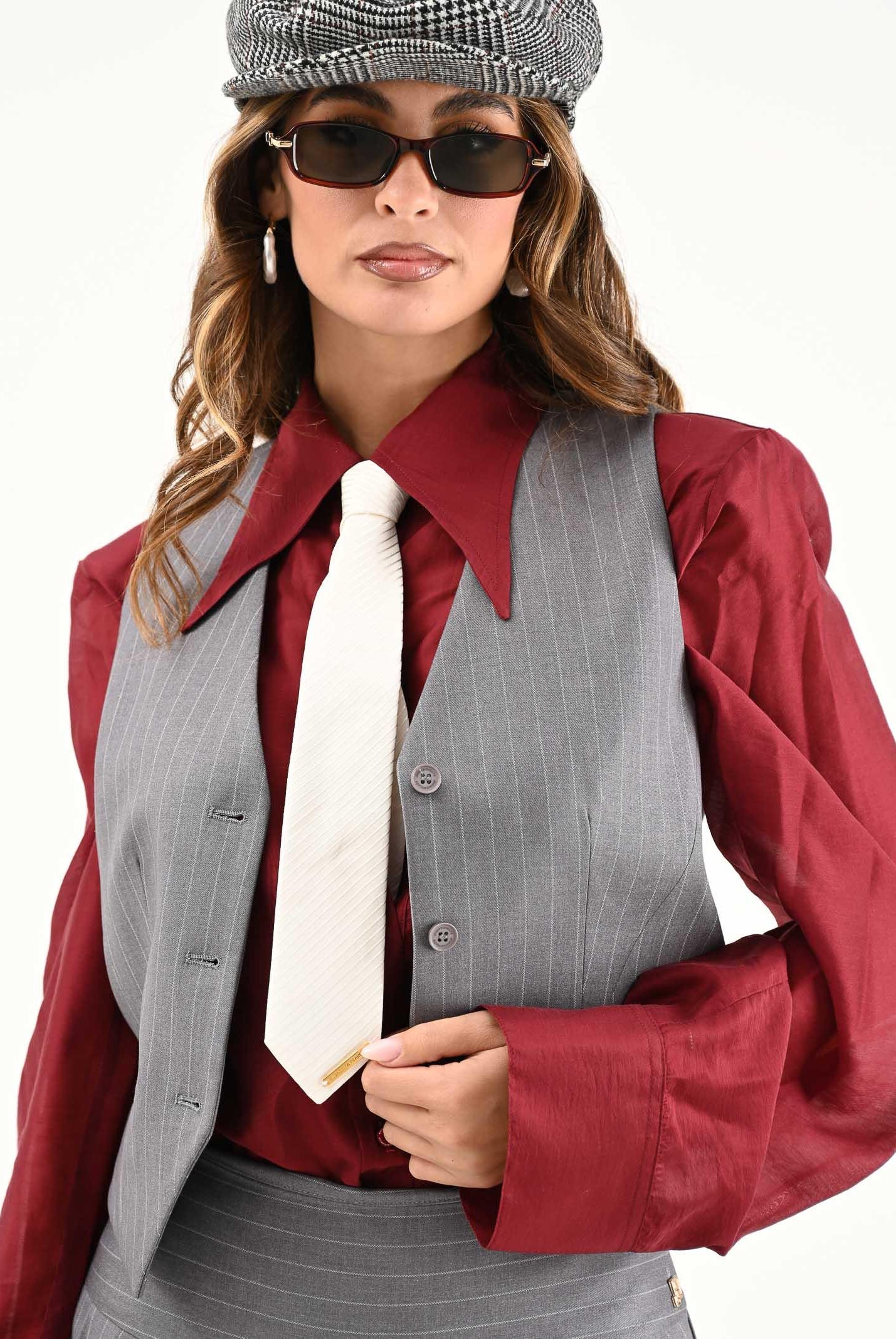 ELISABETTA FRANCHI Cravatta bianco latte da donna con trama CR08L57E2 DZ9 ELISABETTA FRANCHI