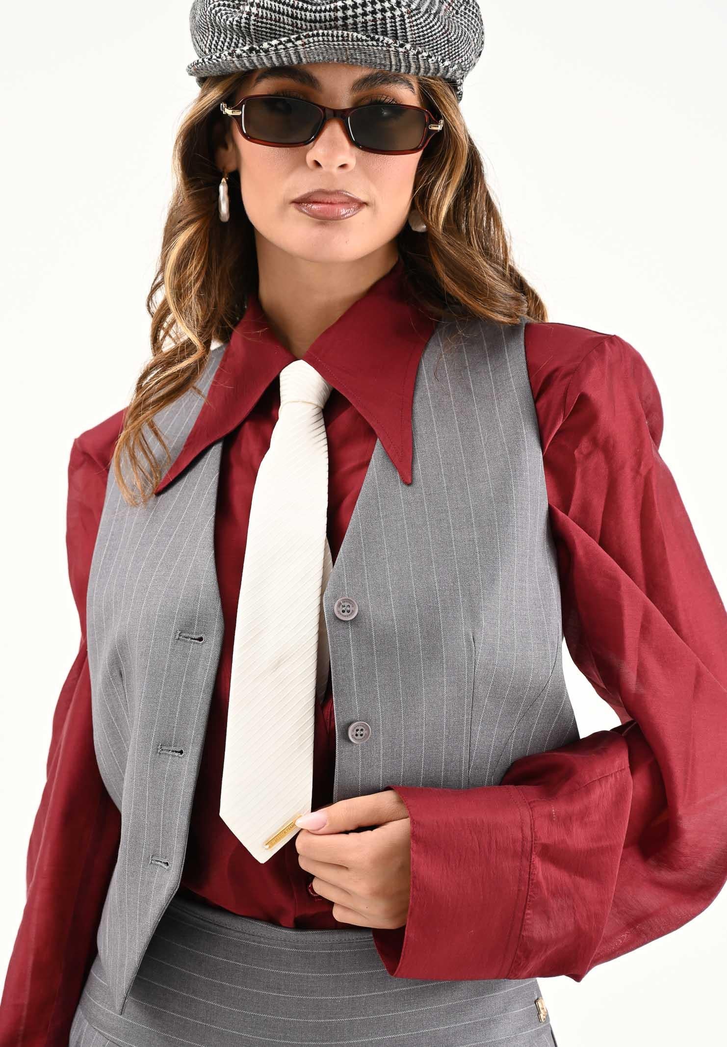 ELISABETTA FRANCHI Cravatta bianco latte da donna con trama CR08L57E2 DZ9 ELISABETTA FRANCHI