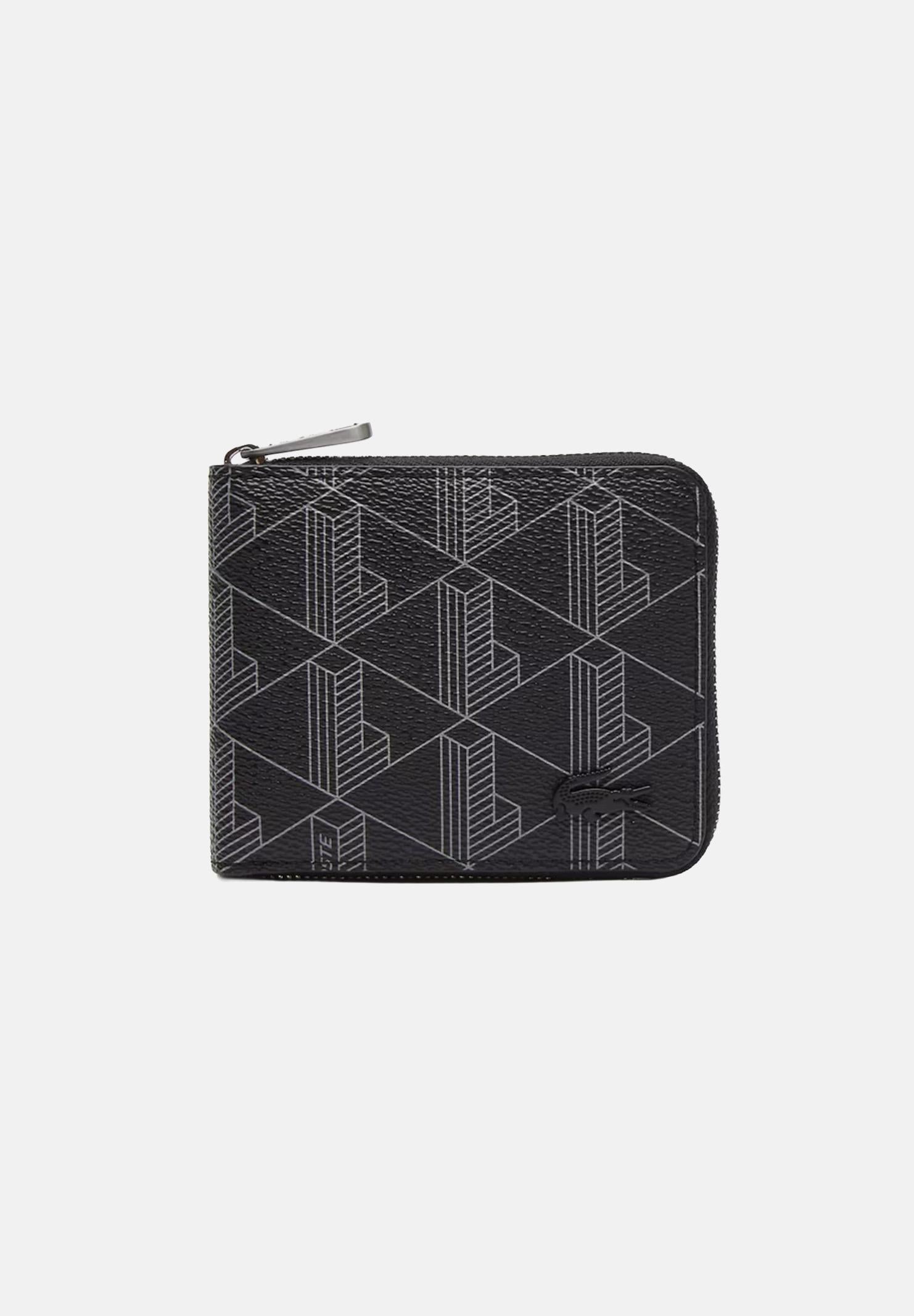 LACOSTE Portafogli nero da uomo con motivo monogram NH4005 H45 LACOSTE