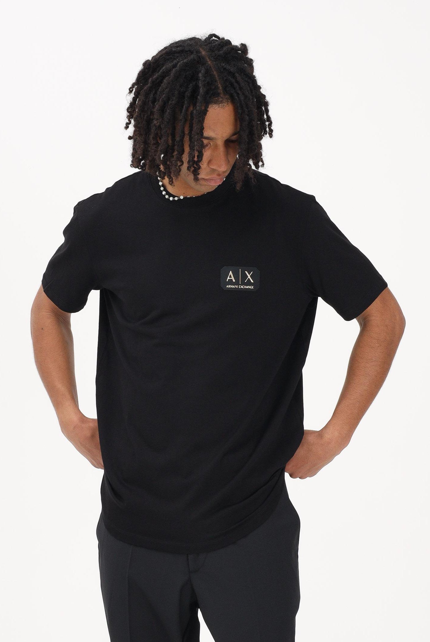 ARMANI EXCHANGE T-shirt a manica corta nera da uomo con logo XM002178AF12308 UC001 ARMANI EXCHANGE