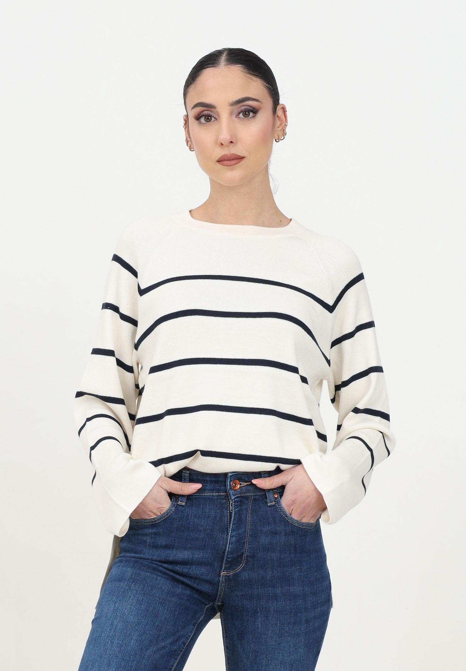 JDY Maglioncino girocollo panna da donna con righe orizzontali 15339172 SkyCaptain JDY