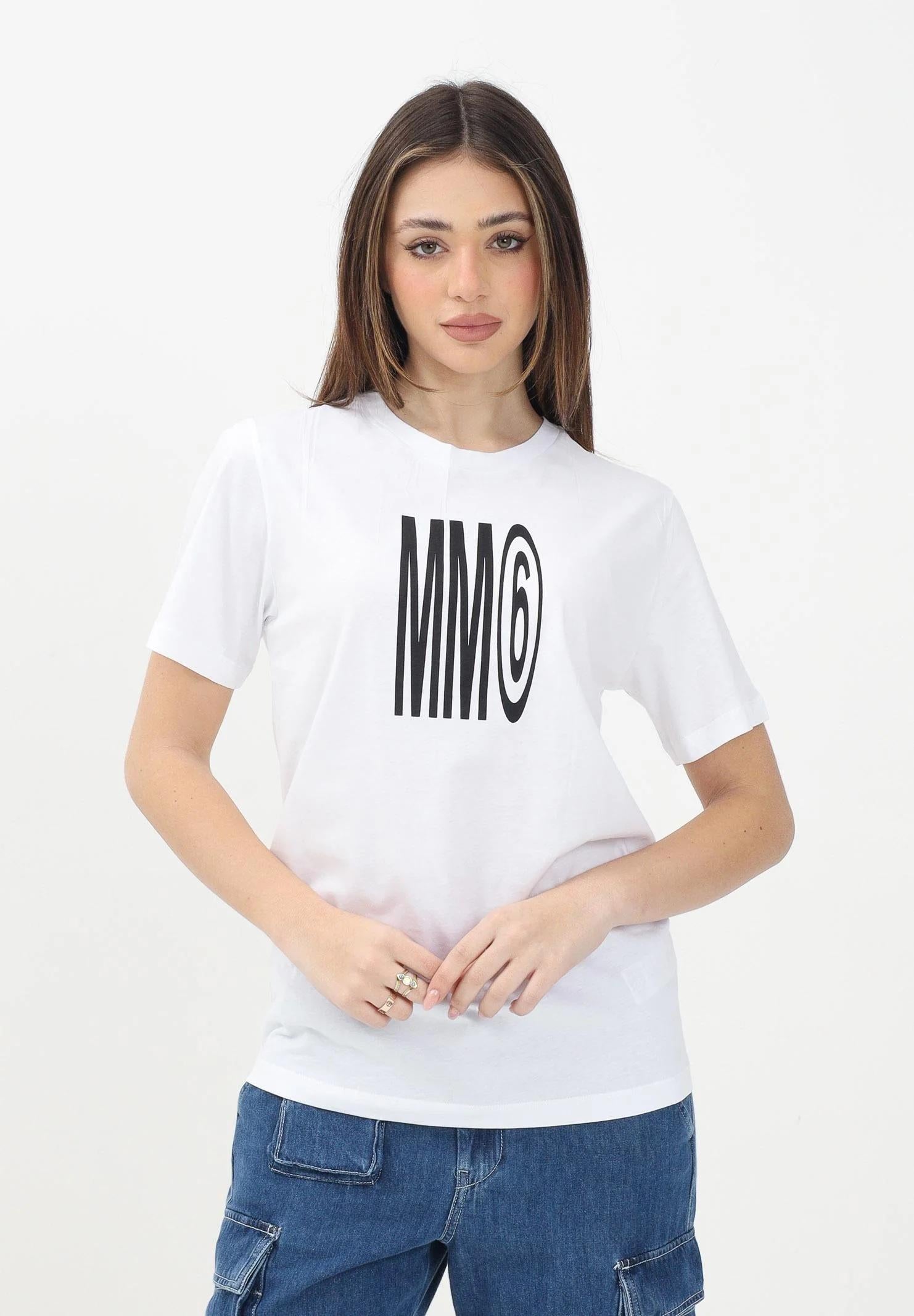 MAISON MARGIELA T-shirt a manica corta bianca per donna, ragazzi e bambini con logo MM6 M60807MM04I BI MAISON MARGIELA