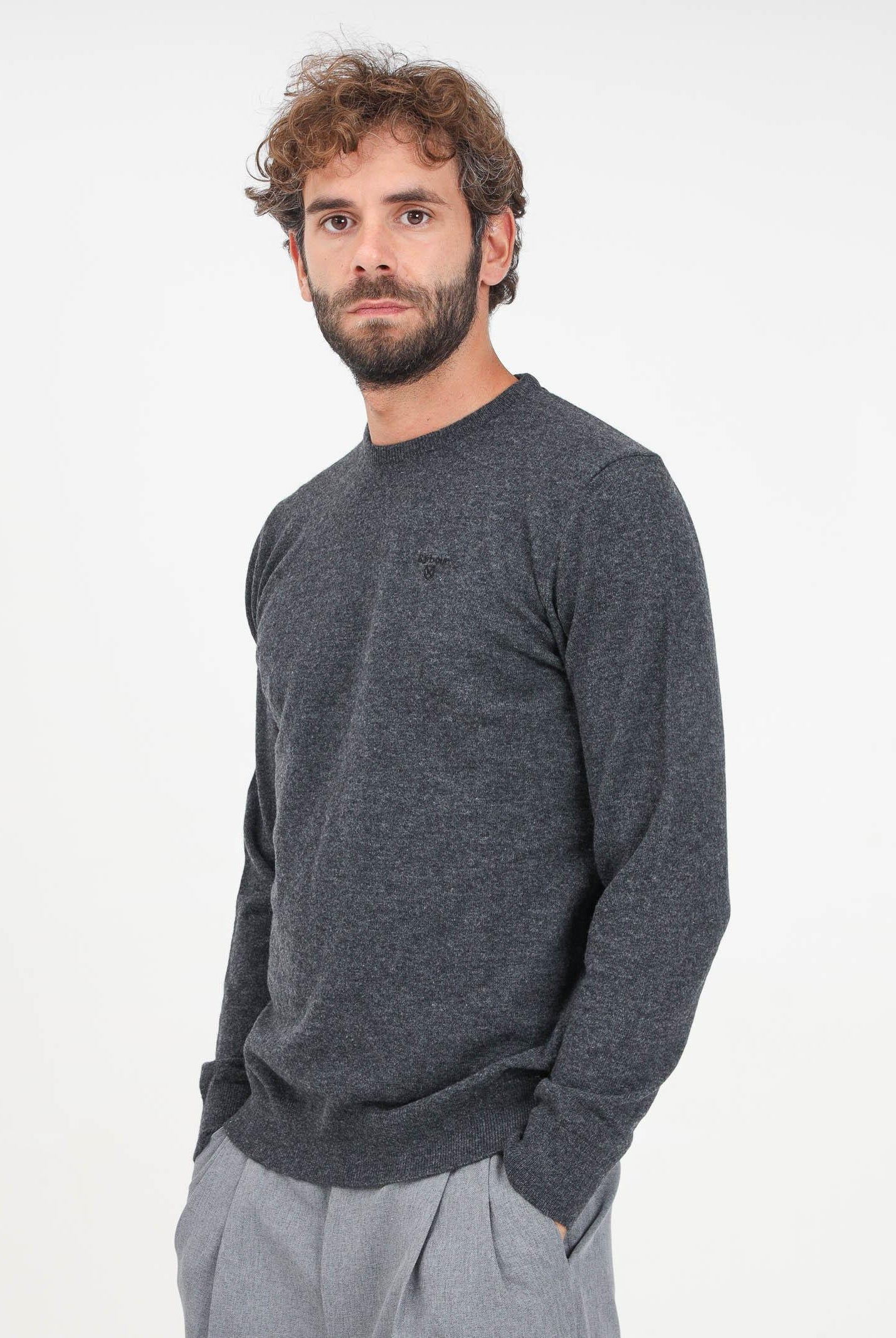 BARBOUR Maglioncino girocollo Essential grigio da uomo 242-MKN0345MKN CH51 BARBOUR