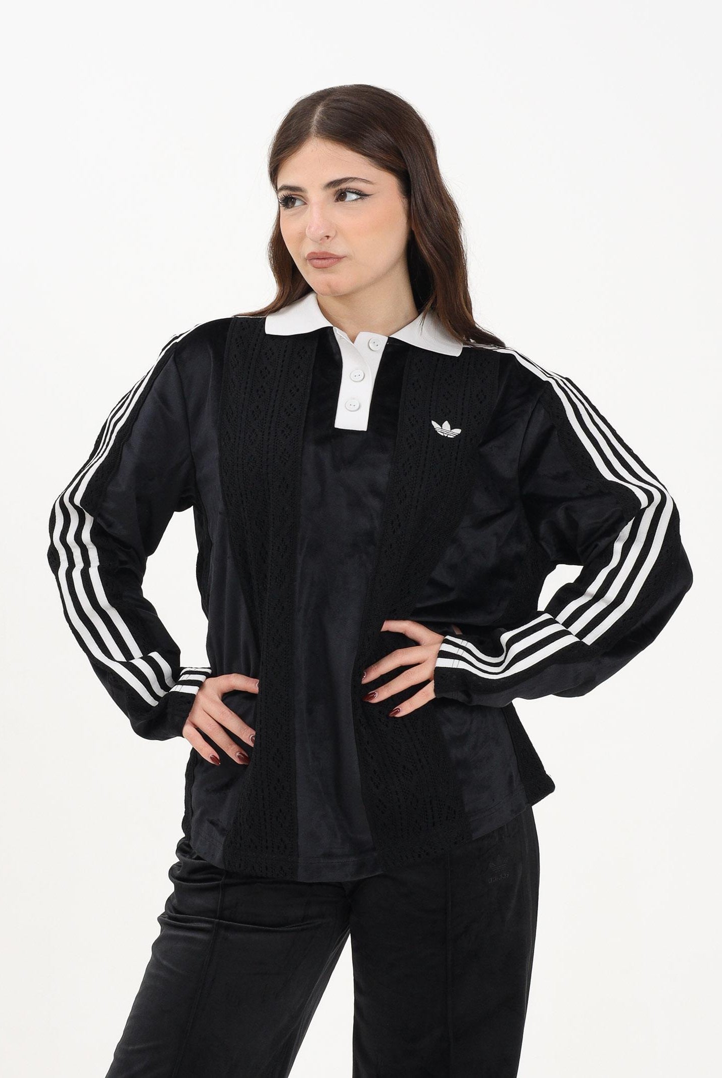 ADIDAS ORIGINALS Polo a manica lunga WINTERISED LONGSLEEVE SOCCER JERSEY nera da donna KR7652 . ADIDAS ORIGINALS