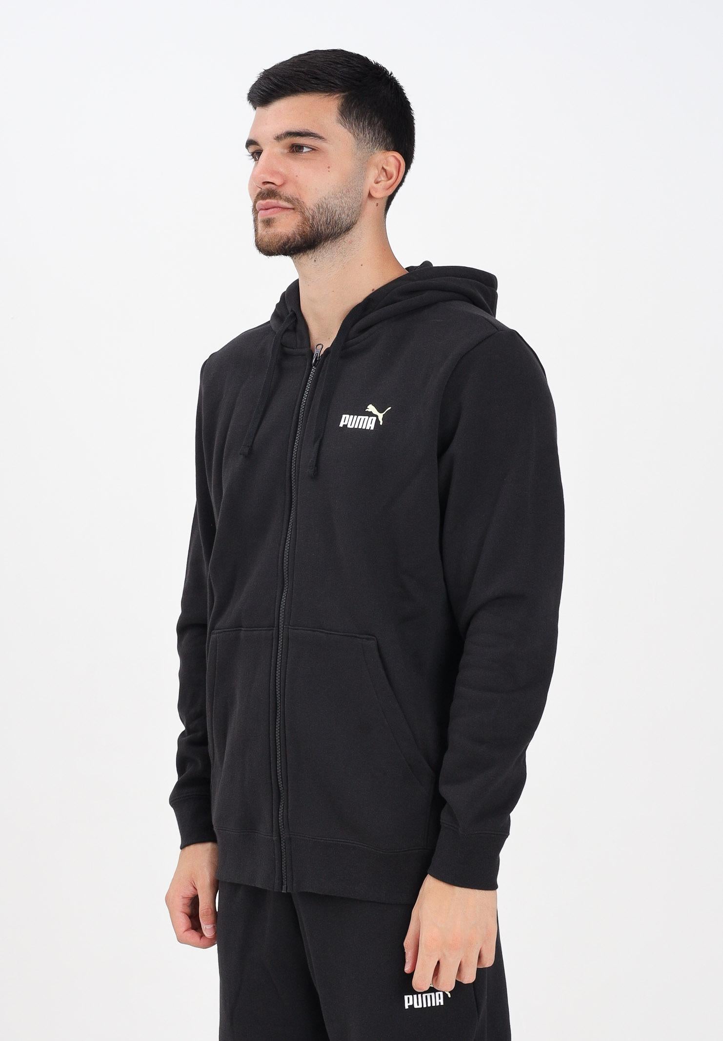 PUMA Felpa con zip Essentials nera da uomo 691657 01 PUMA