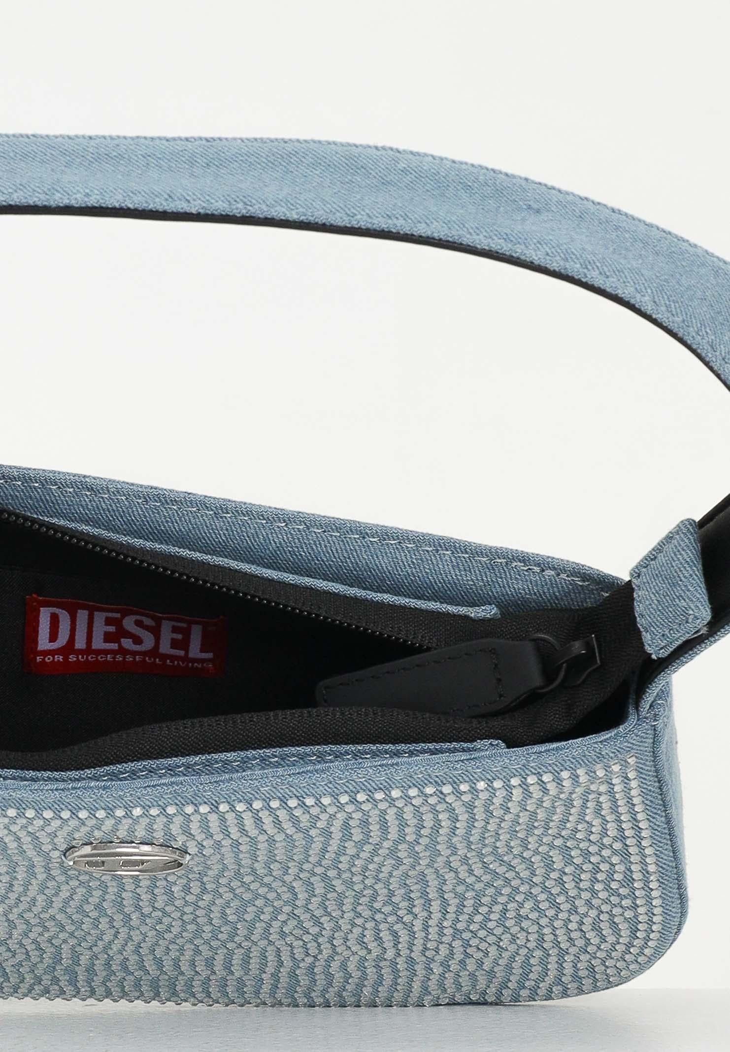 DIESEL Borsa a spalla WJULIE in denim da donna con strass applicati J02530KXBRM K01 DIESEL