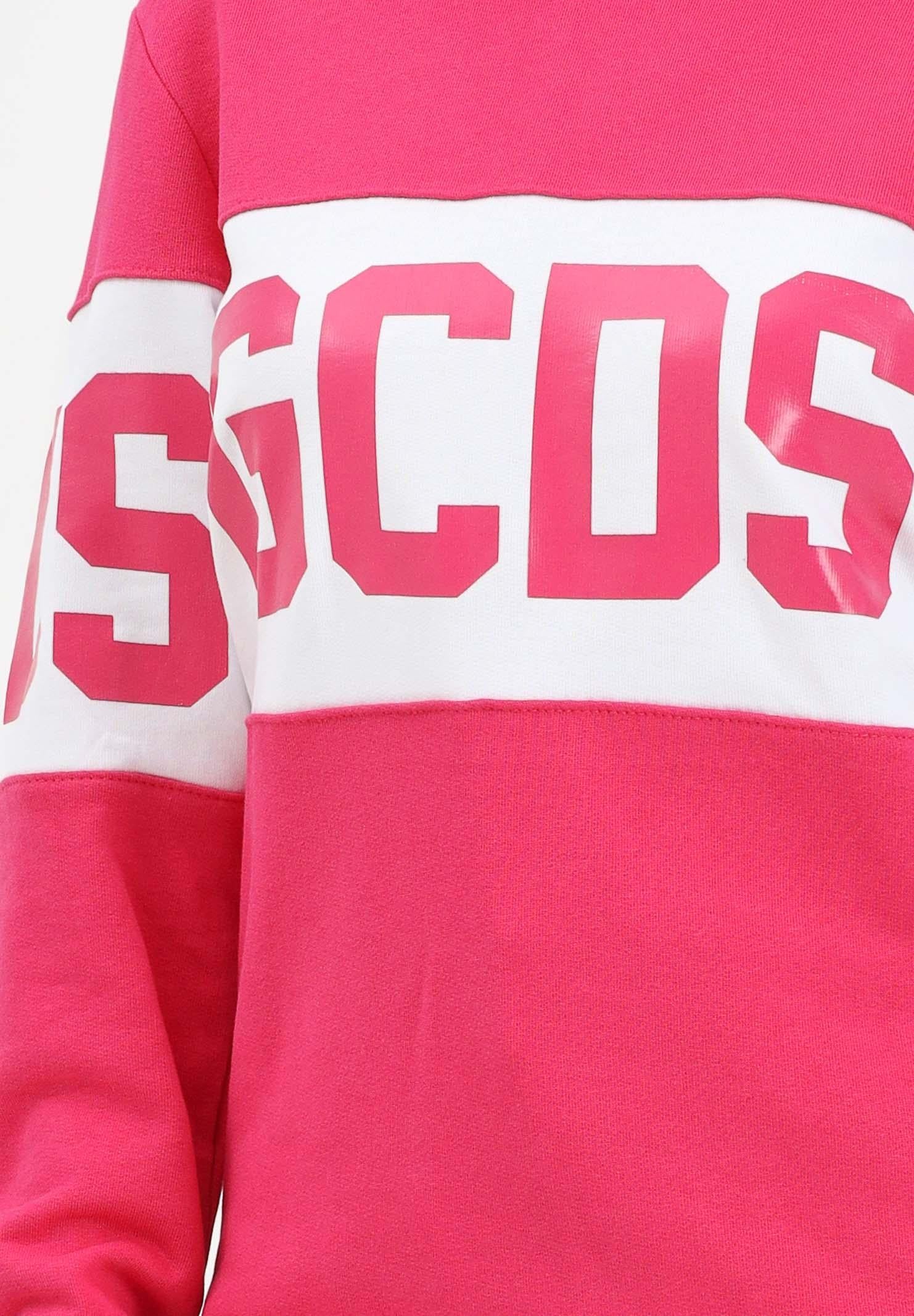 GCDS Felpa con cappuccio fucsia per donna, ragazze e bambine rifinita da stampa logo B2JU1926BA2 59 GCDS
