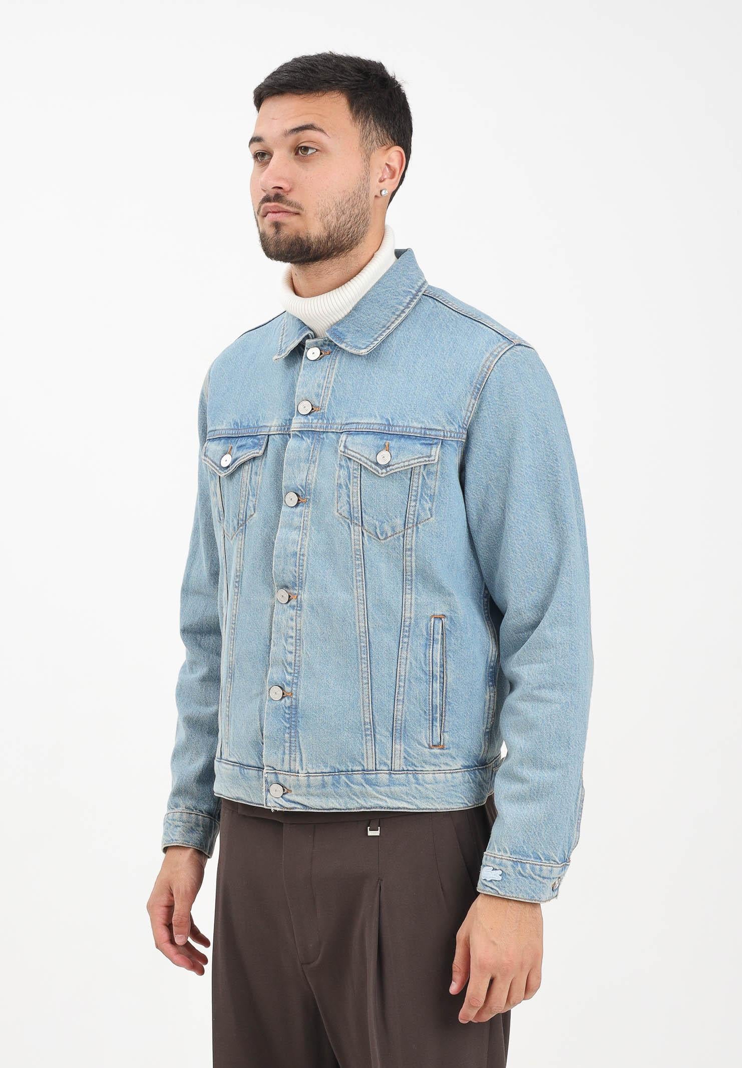 LACOSTE Giubbotto di jeans Crocodile in denim chiaro da uomo BH8982 MKU LACOSTE
