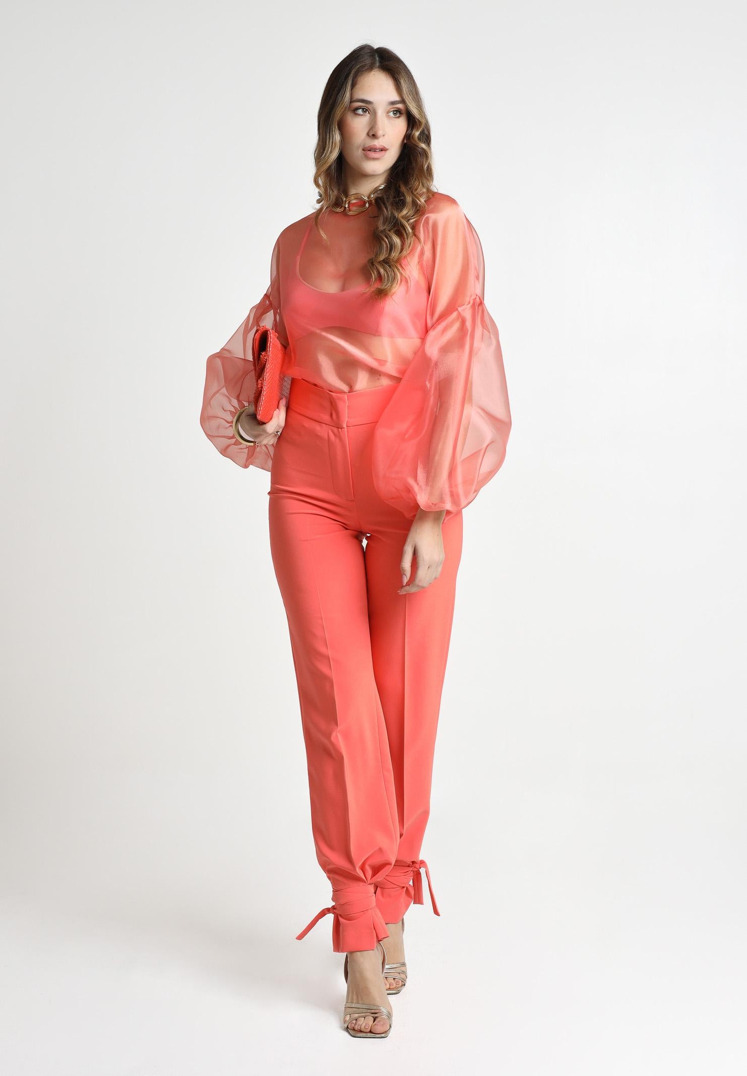 SANTAS Pantalone elegante DULCHE DE LECHE corallo da donna PV25024 CORALLO SANTAS