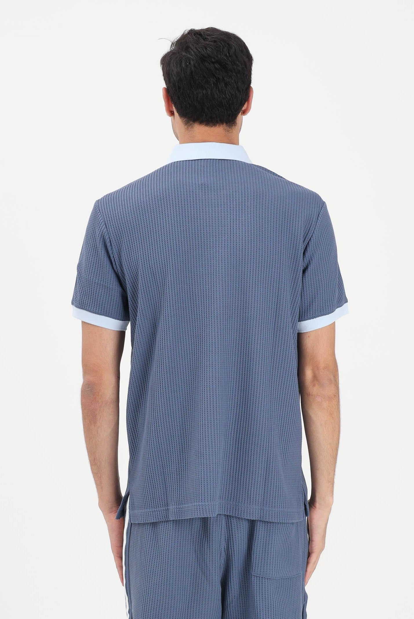 ADIDAS ORIGINALS Polo a manica corta WAFFLE KNIT blu soft da uomo KX1230 . ADIDAS ORIGINALS