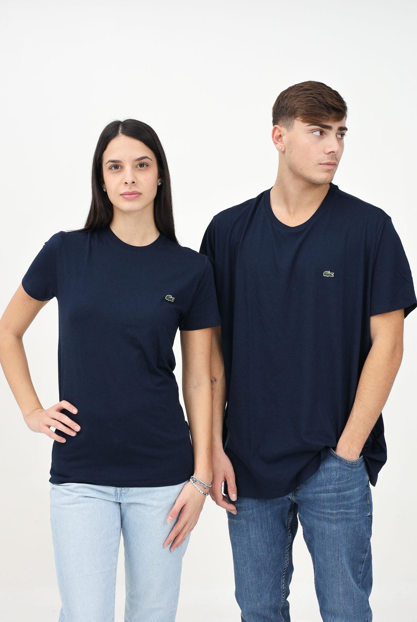 LACOSTE T-shirt a manica corta blu per uomo e donna con patch logo TH6709 166 LACOSTE