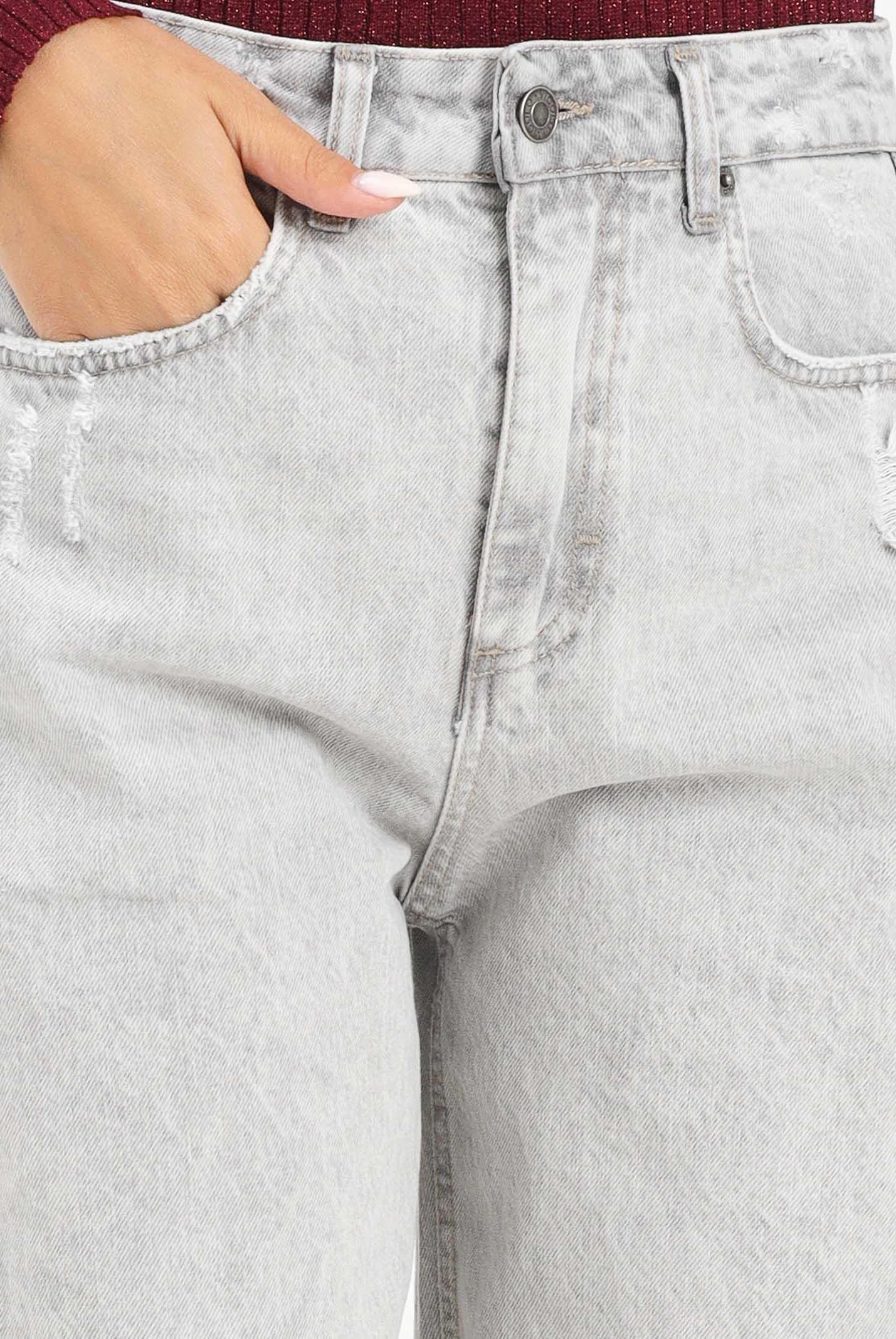 VICOLO Jeans Phoebe da donna in denim grigio chiaro dal lavaggio vintage DF5139 VU VICOLO