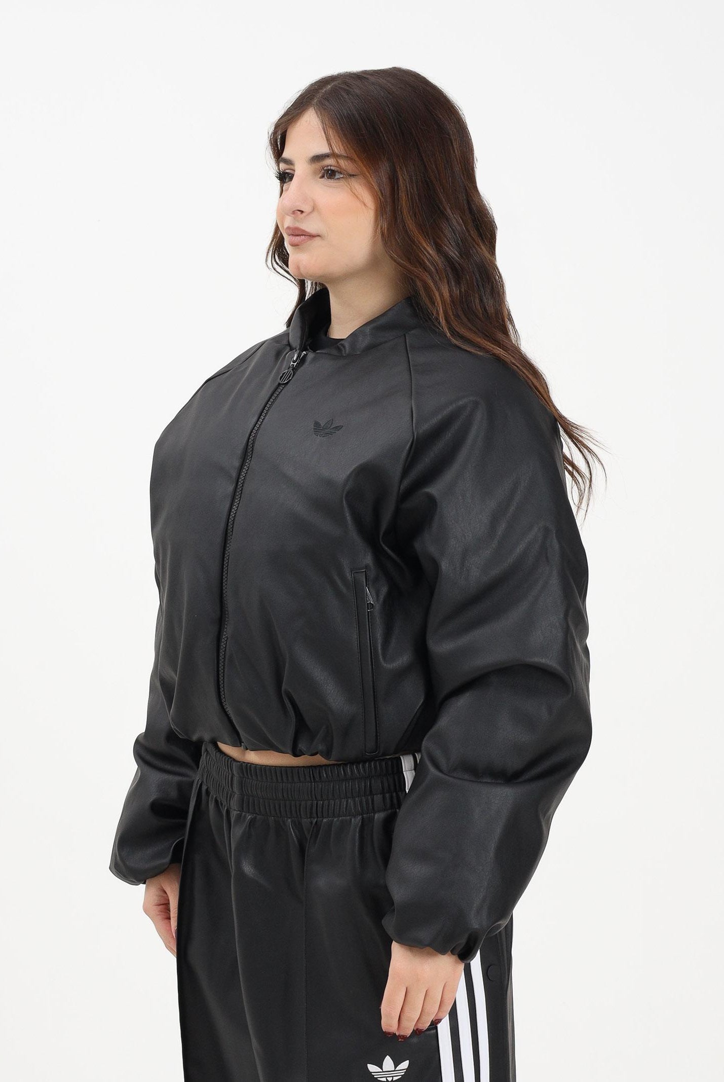 ADIDAS ORIGINALS Bomber Pleather Bomber Synthetic Down nero da donna JX5332 . ADIDAS ORIGINALS