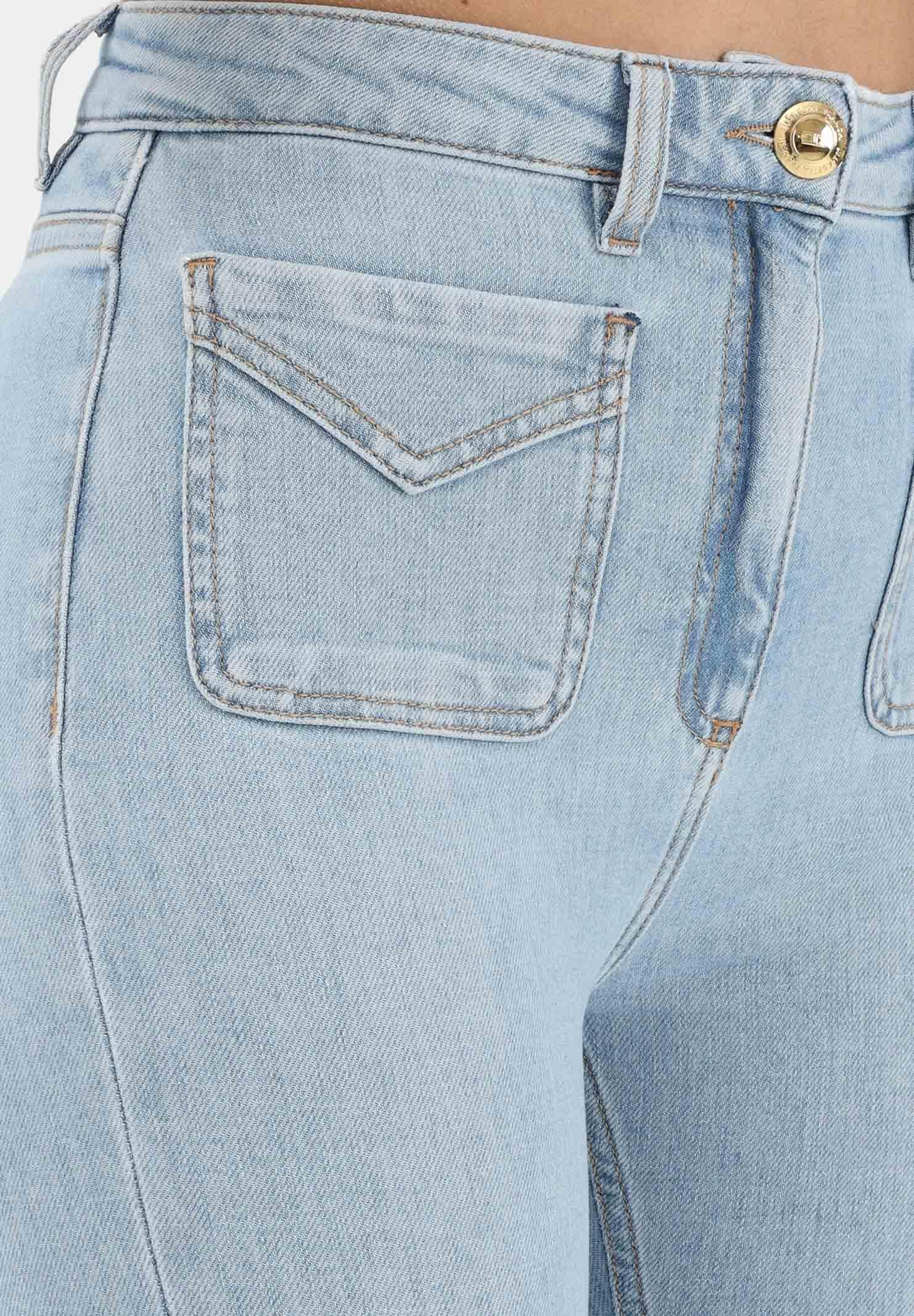 ELISABETTA FRANCHI Jeans in denim chiaro da donna con costruzione a zampetta PJ24N61E2 192 ELISABETTA FRANCHI
