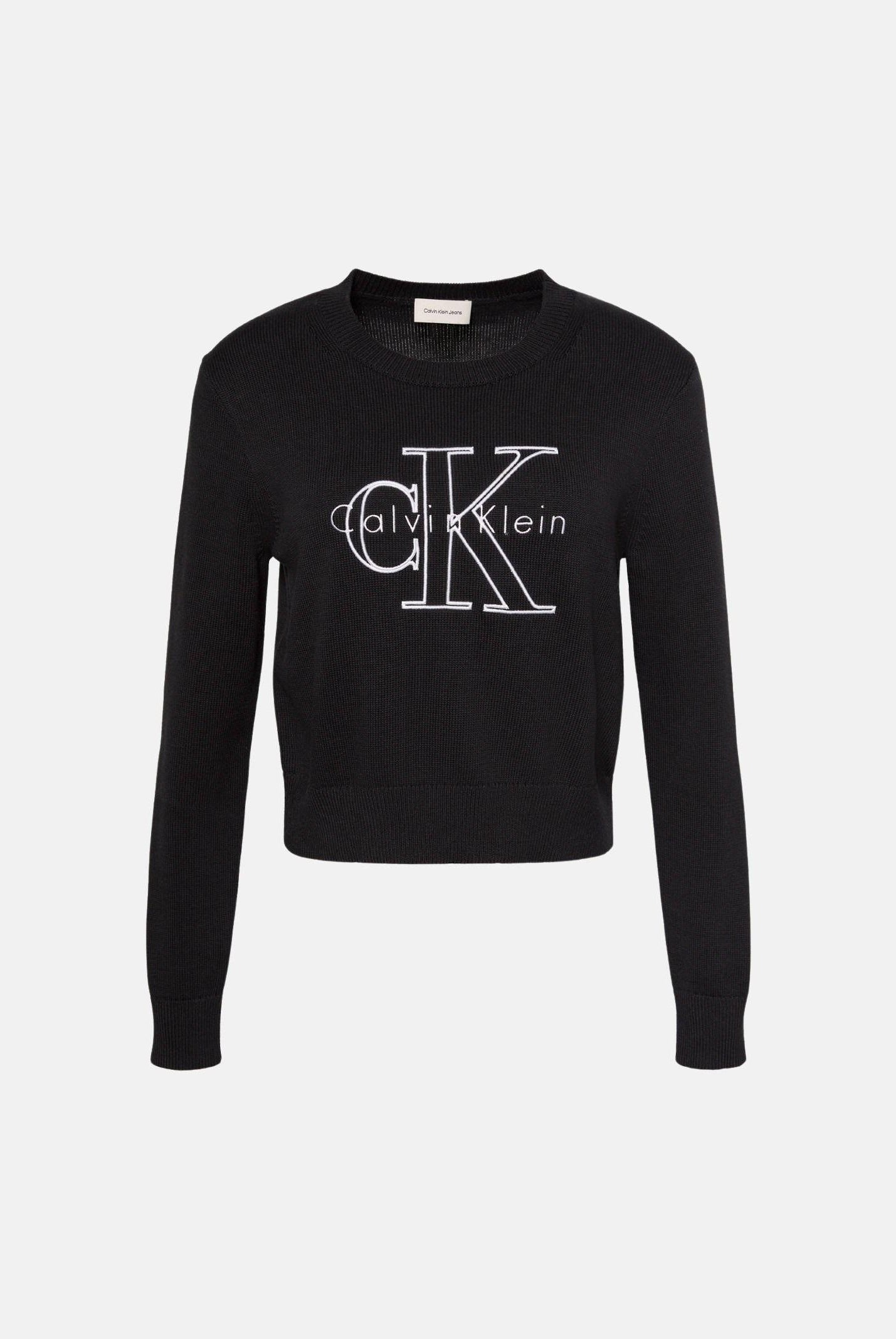 CALVIN KLEIN JEANS Maglia Logo Outline LS Top black nero, colore basico nero, donna. LV047G322G UB1 CALVIN KLEIN JEANS